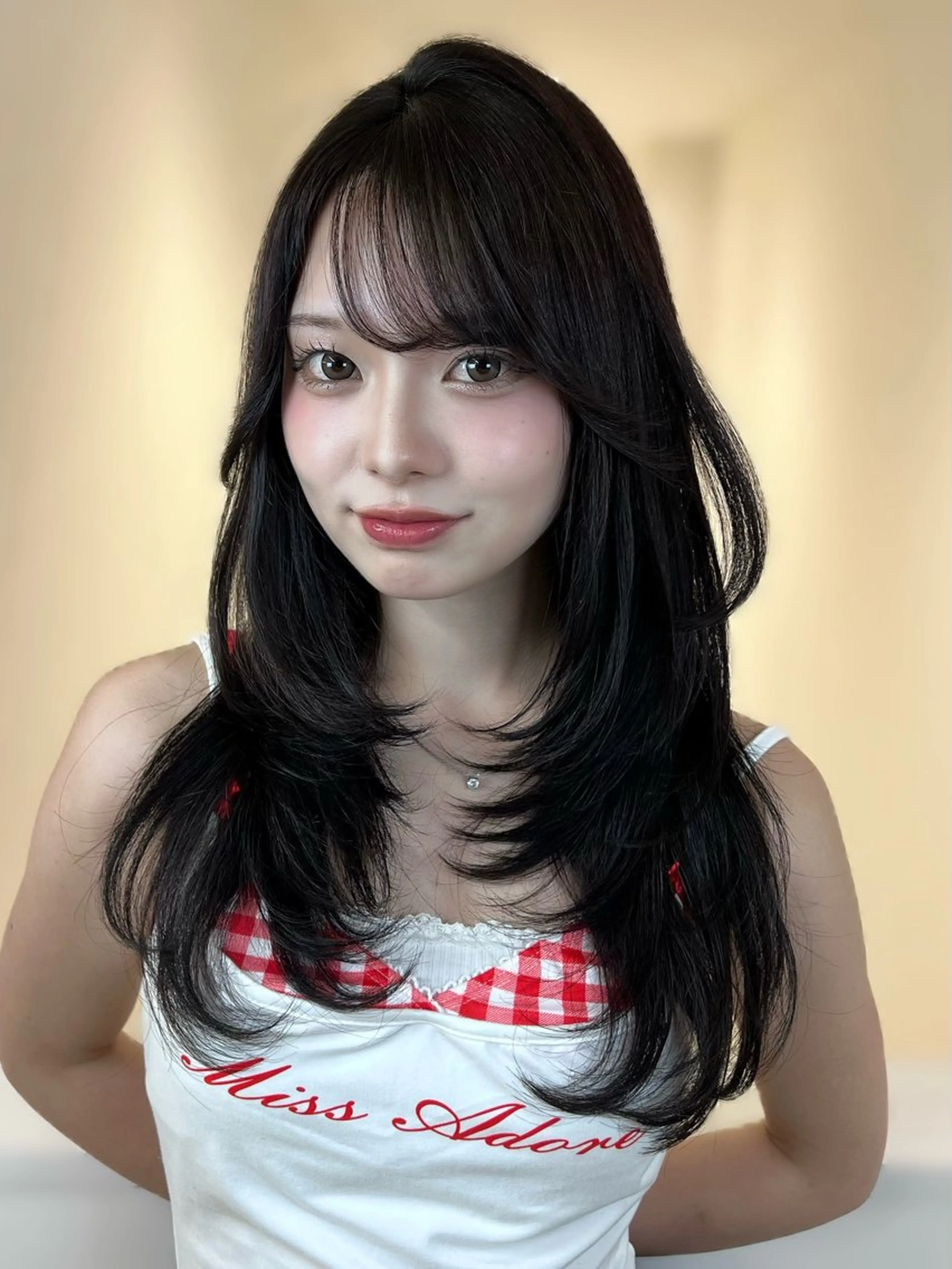 セミロング くびれヘア 韓国風ヘア レイヤーカット トリートメント リコ ハッシュカット 韓国レイヤーのヘアスタイル