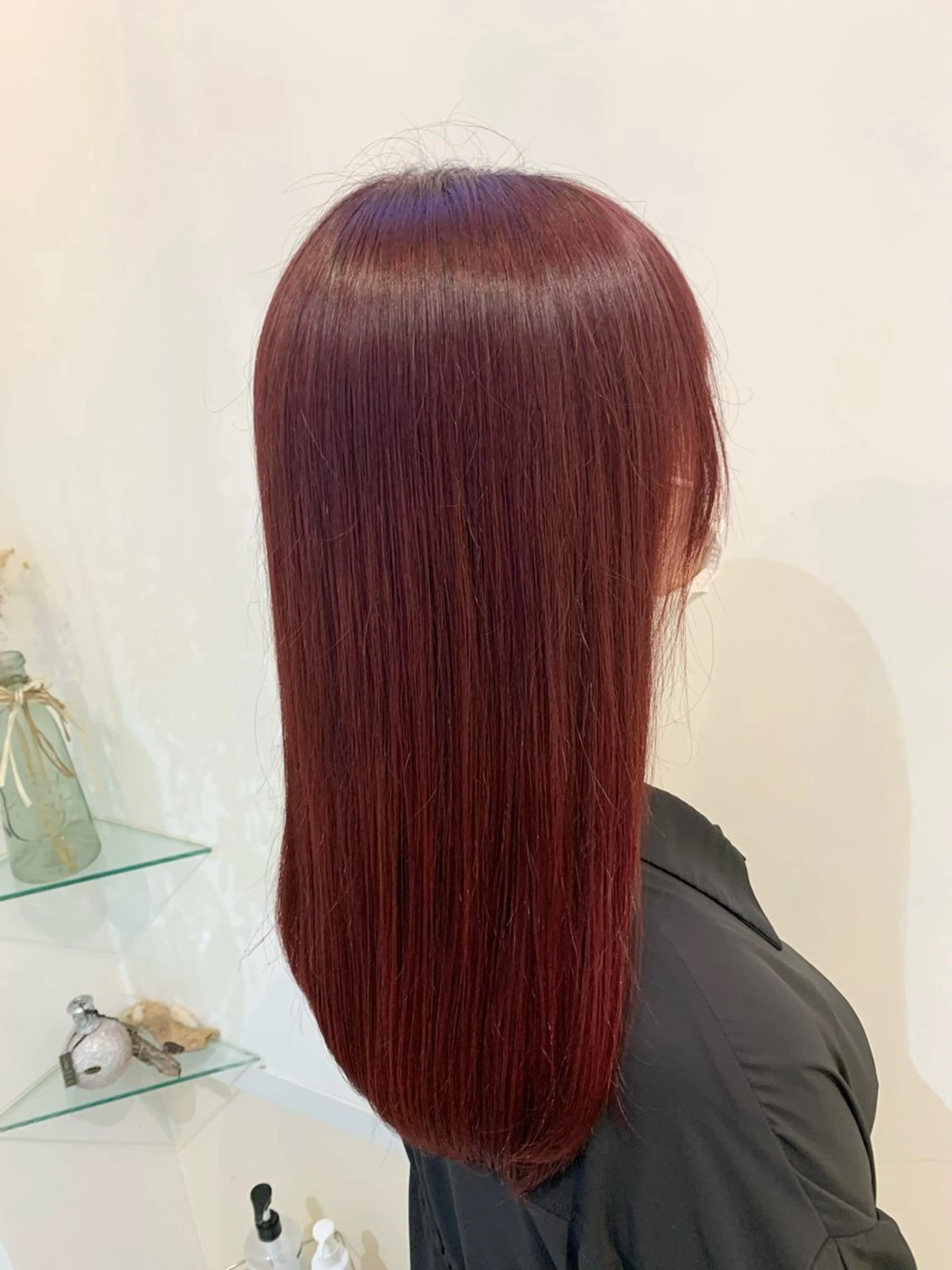 ロング カラー ボルドーカラー カット ヘアカラー トリートメント ブリーチしない暖色 カラー🥀杉 優菜のヘアスタイル