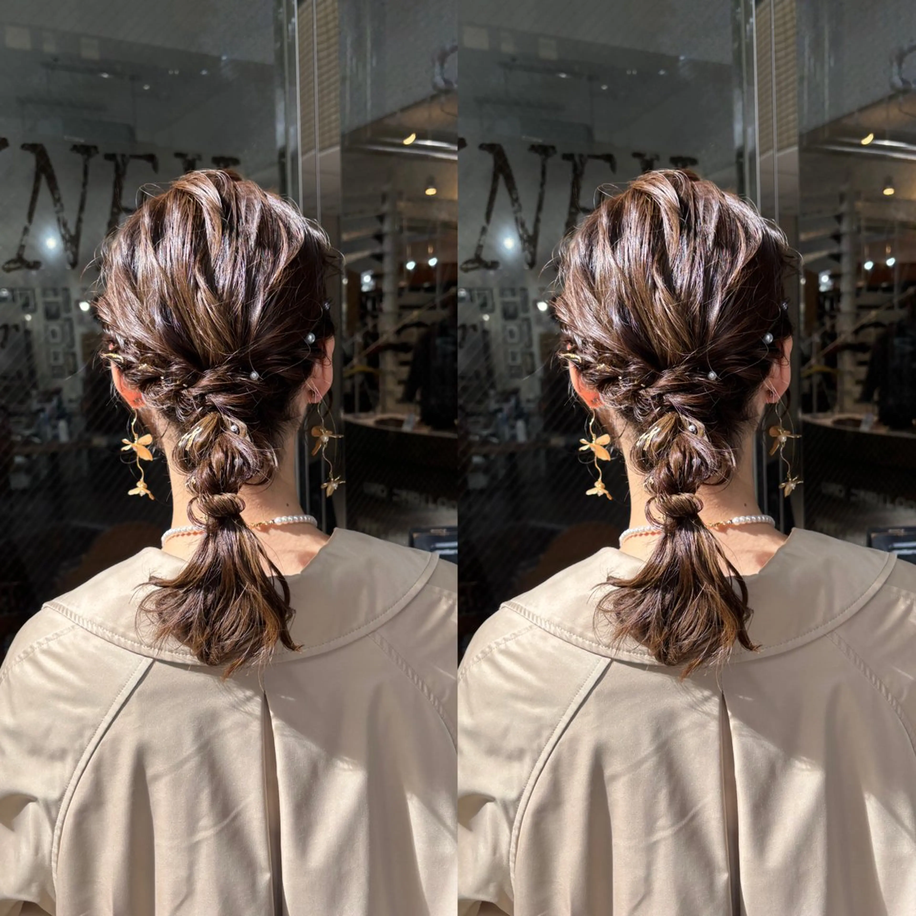 ミディアム ヘアアレンジ ヘアセット 💎ハイトーン/艶 カラー モエカ💎のヘアスタイル