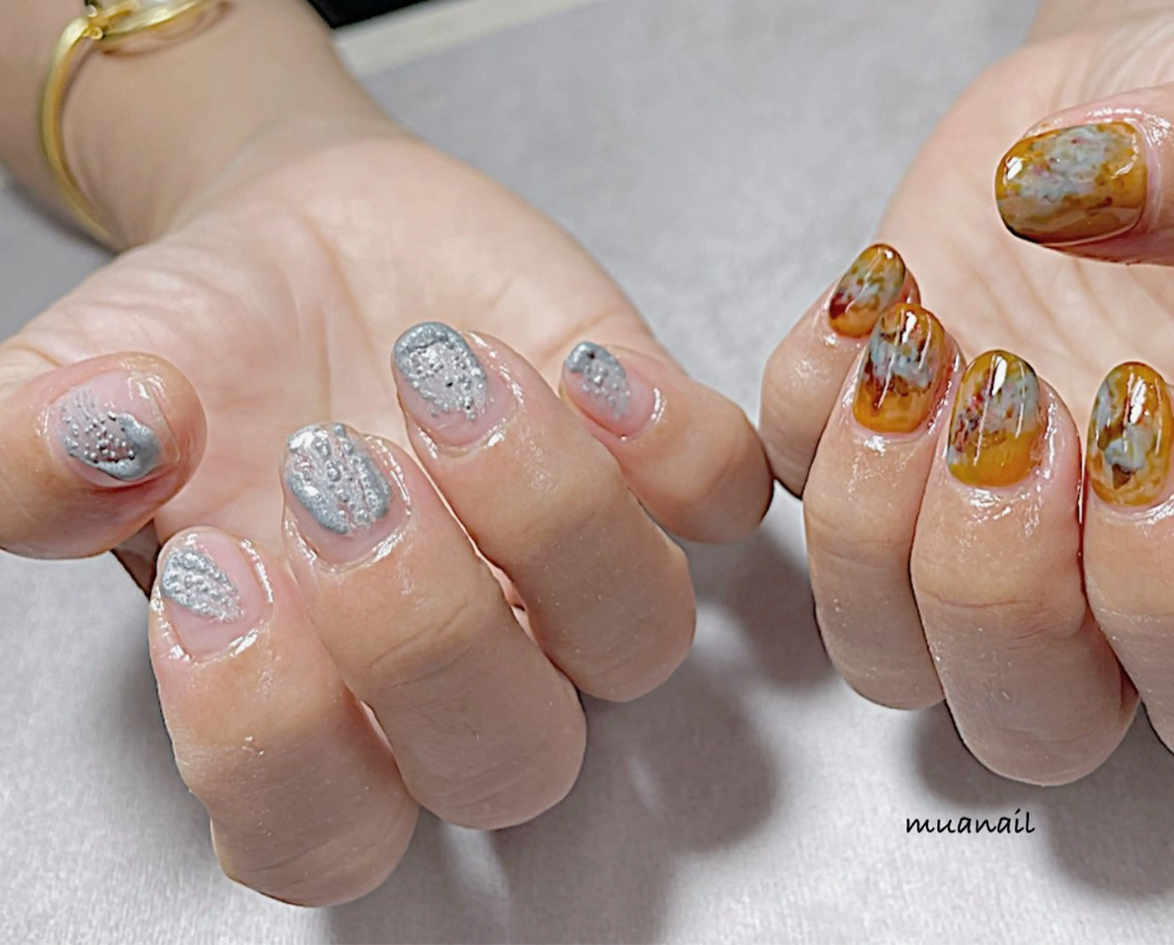 ネイル アニマル柄 ブルー ハンドネイル mua nail mikiのネイルデザイン
