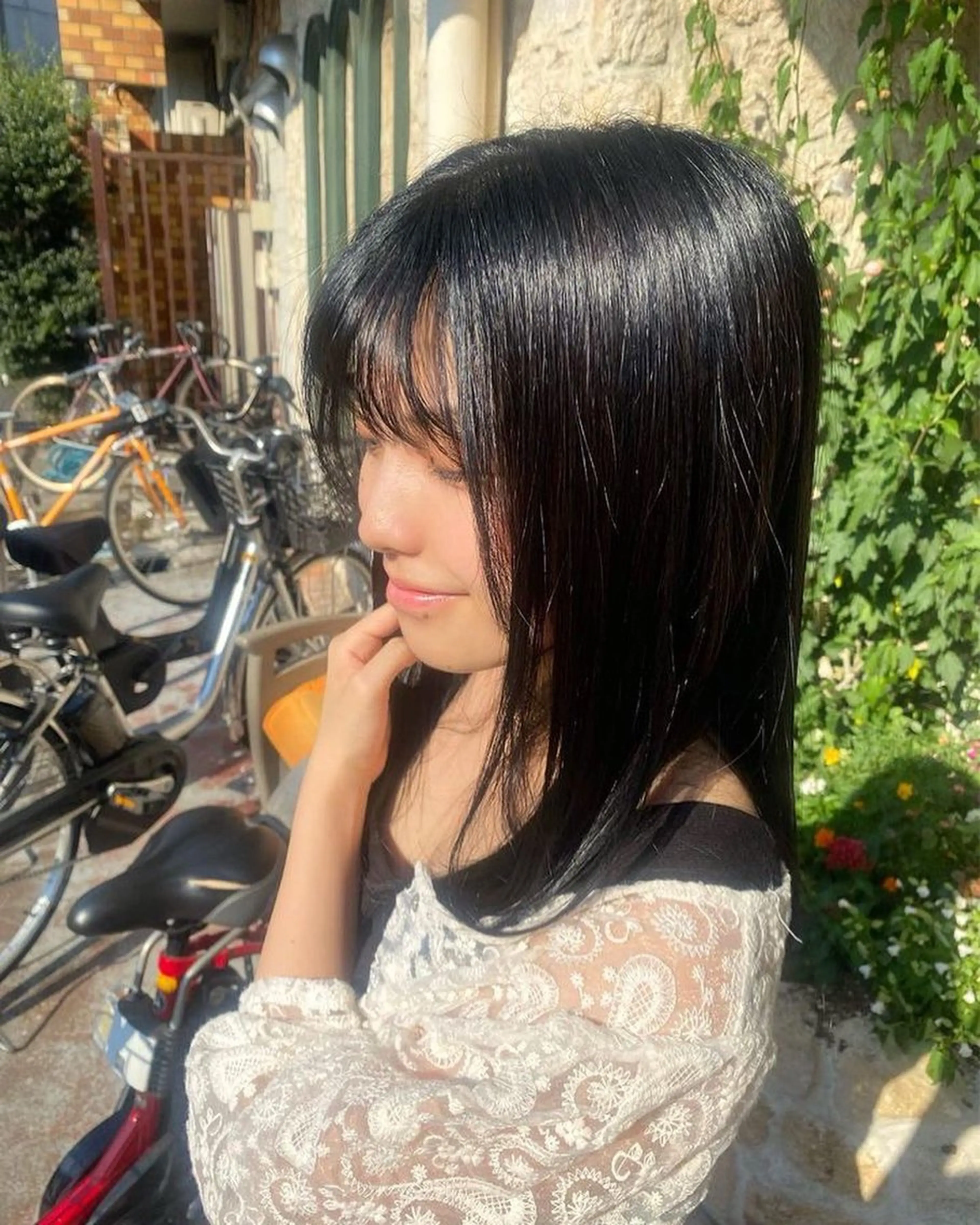 ミディアム カラー 黒髪 ブルーカラー ブルーブラック 🫧MANOKA🫧 似合わせ/レイヤーのヘアスタイル