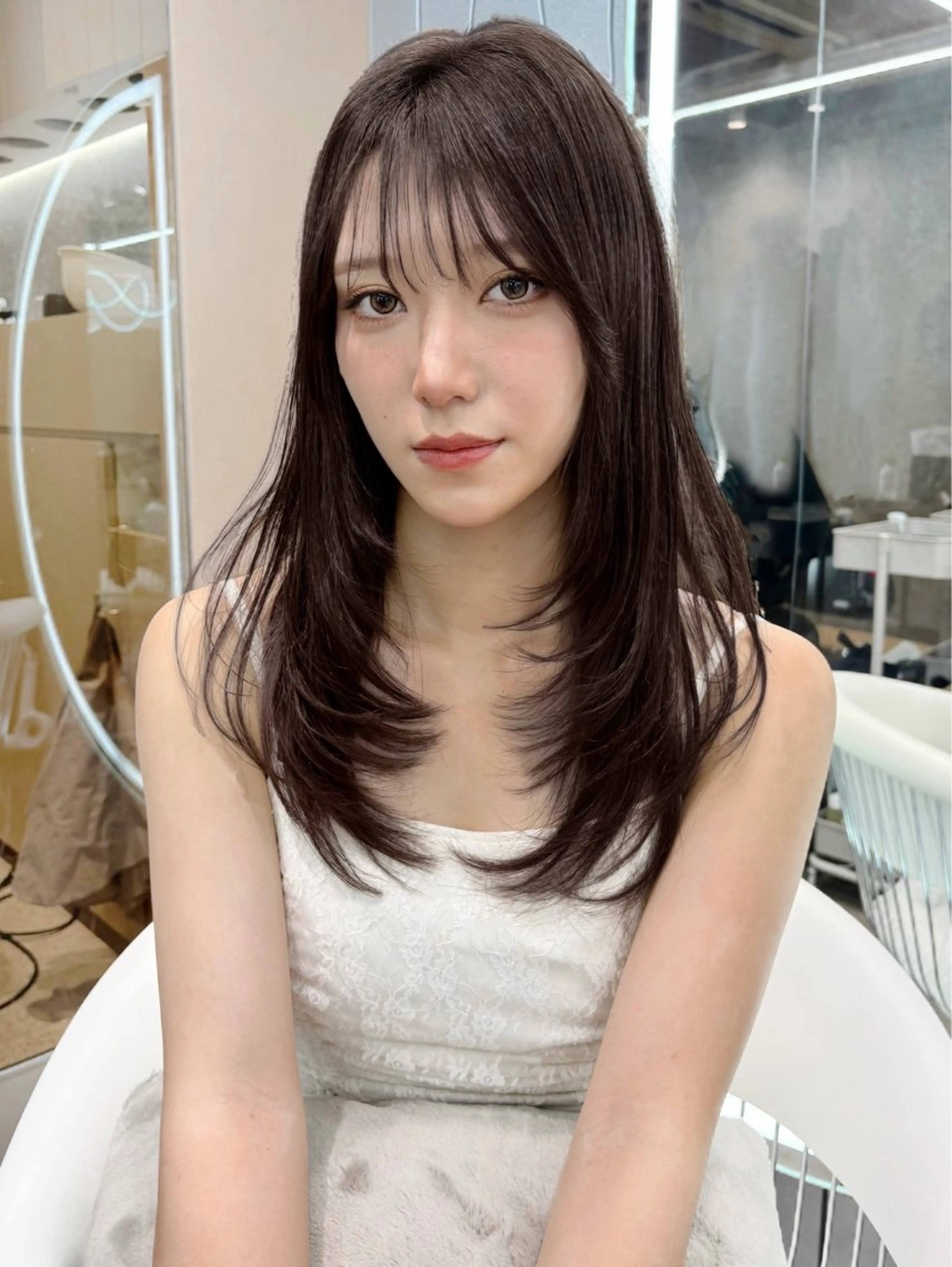ロング カラー ヘアアレンジ アッシュ 黒髪 ブリーチ ブルーカラー ブルーブラック ヘアカラー トリートメント ヘアセット 大宮縮毛矯正🩵 レイヤー 佐藤和のヘアスタイル