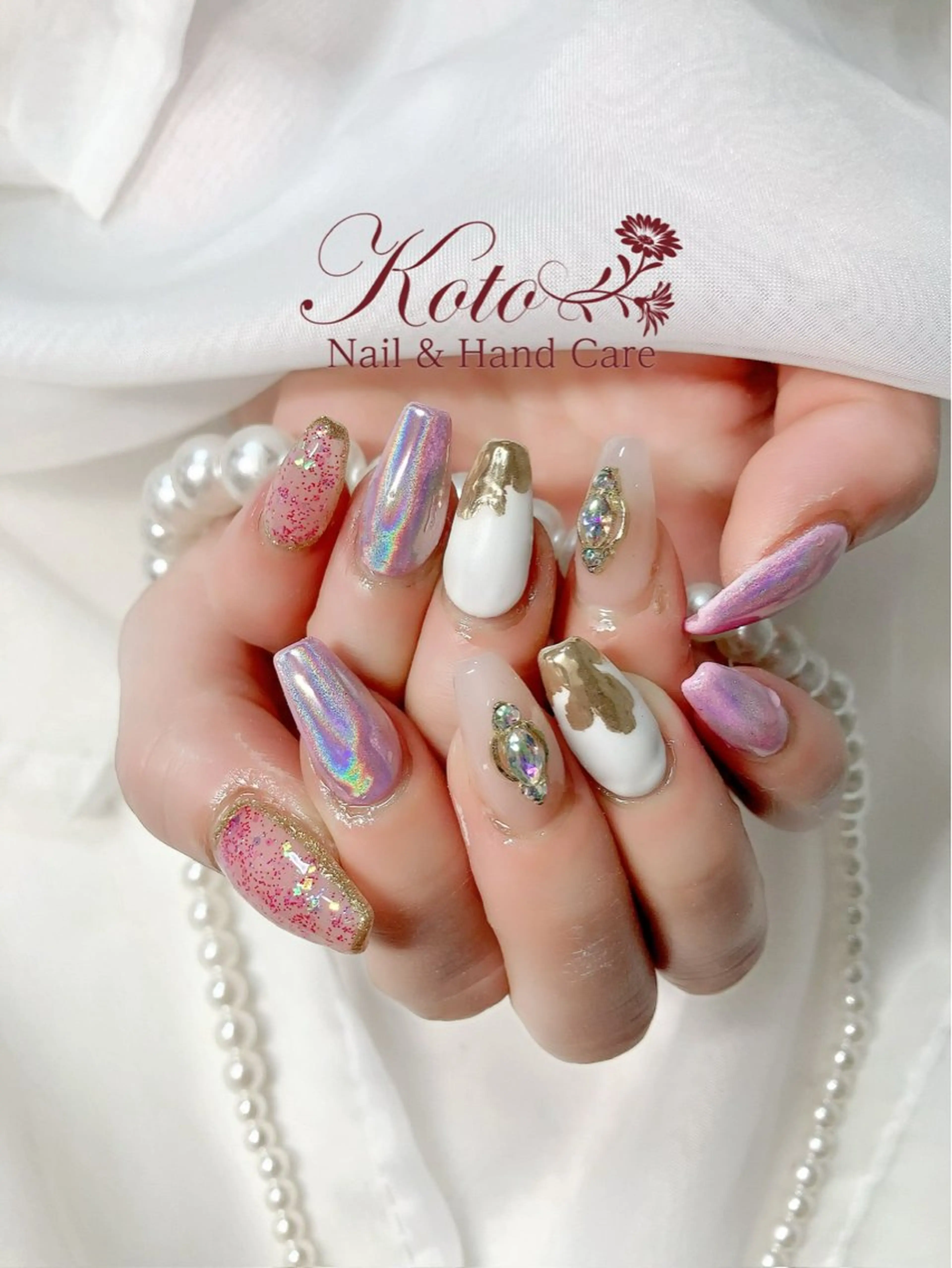ネイル 長さ出し ジェルネイル 持ち込み ニュアンスネイル 赤色 ハンドネイル Nail Salon KOTOのネイルデザイン