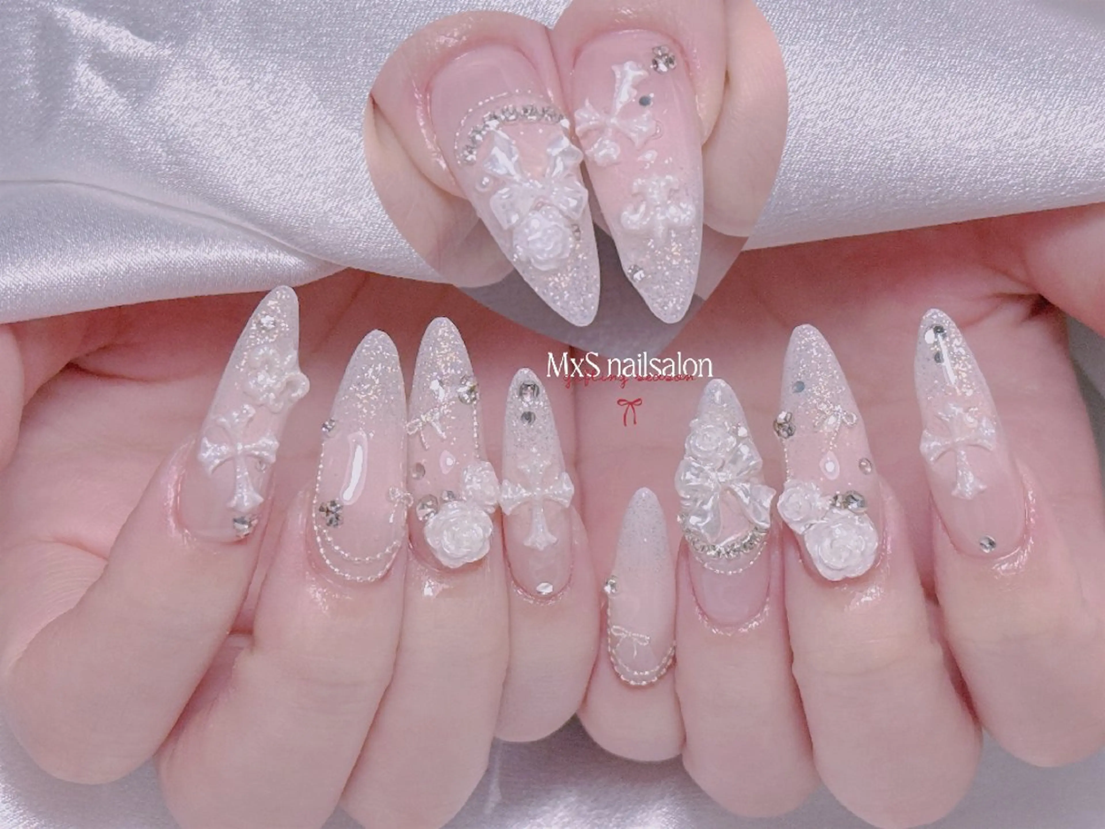 ネイル ジェルネイル 韓国ネイル マグネットネイル パラジェル バレンタイン ハンドネイル MxS Nail 【長さだし/フィルイン/マグネット/ワンホンネイル/韓国ネイル/パラジェル】所属・M×S Nail みなのネイルデザイン