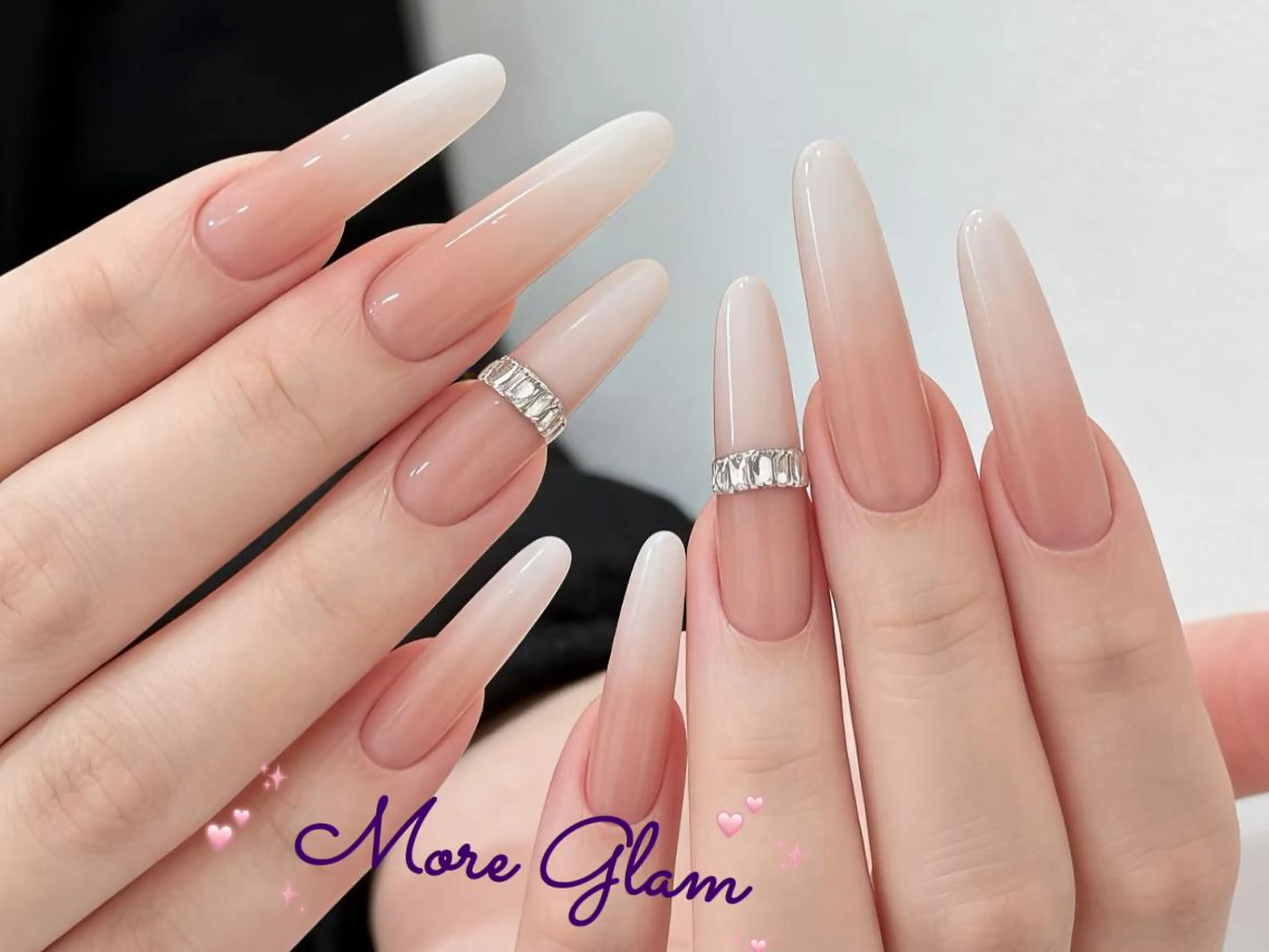 ネイル 長さ出し フットネイル フレンチネイル ジェルネイル ガラスフレンチ MoreGlam ネイルのネイルデザイン