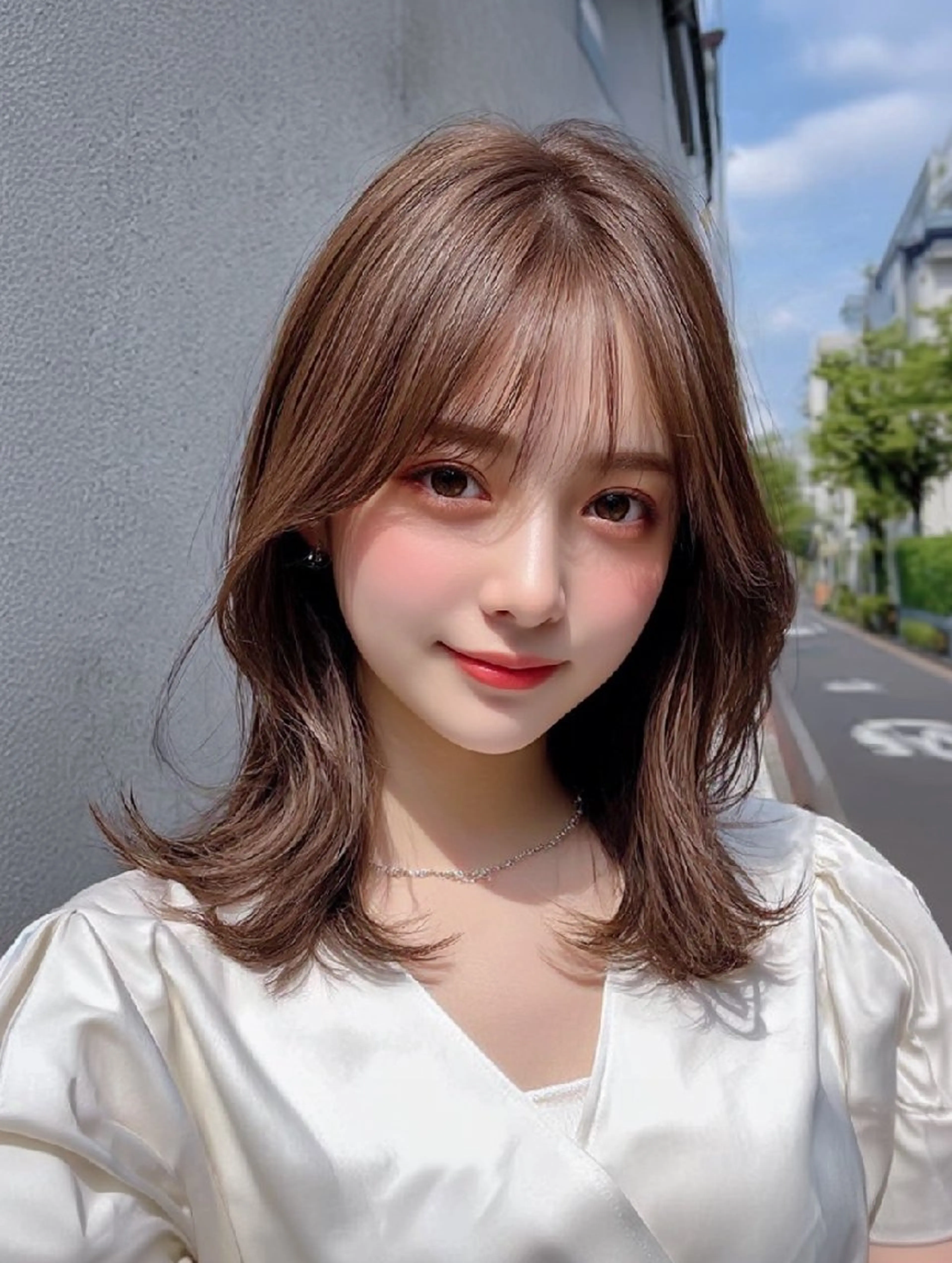 ミディアム レイヤーカット ヘアカラー メンズカット/レイヤ ーカット✂︎松澤日菜のヘアスタイル