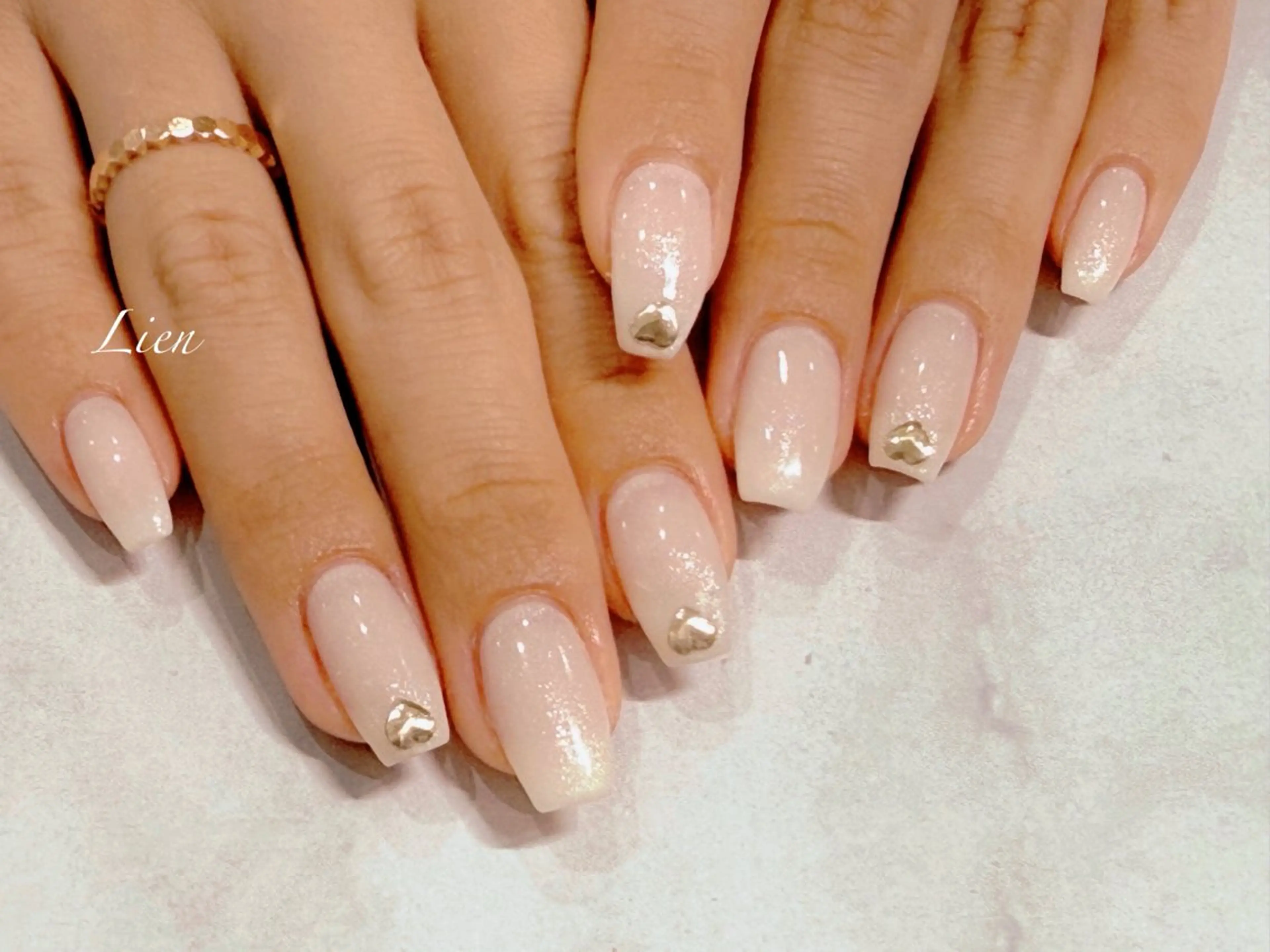 ネイル 長さ出し フットネイル フレンチネイル ジェルネイル ガラスフレンチ ハンドネイル Lien（リアン） 銀座駅6分のネイルデザイン