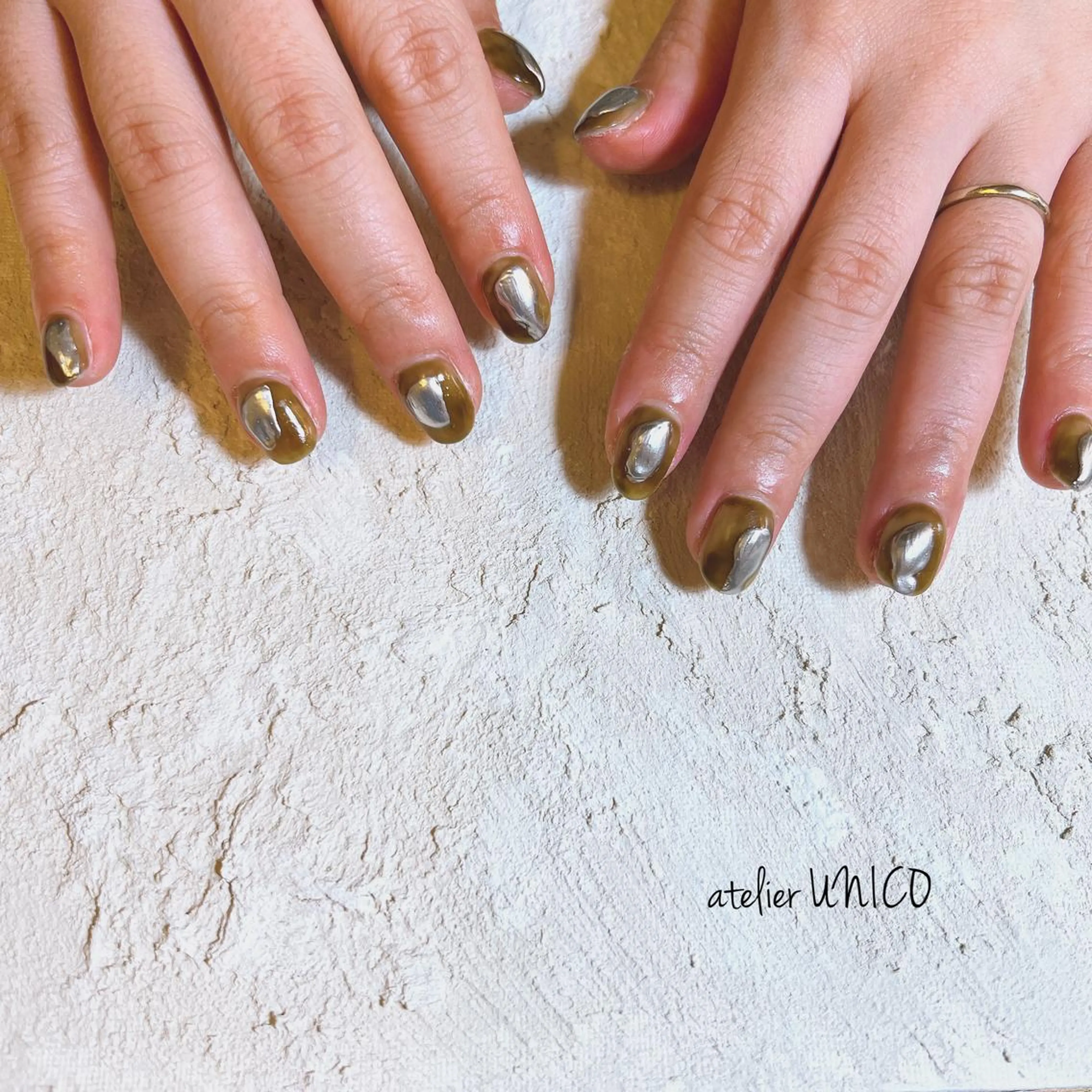 ネイル クリアネイル シルバー ハンドネイル アトリエ UNICOのネイルデザイン