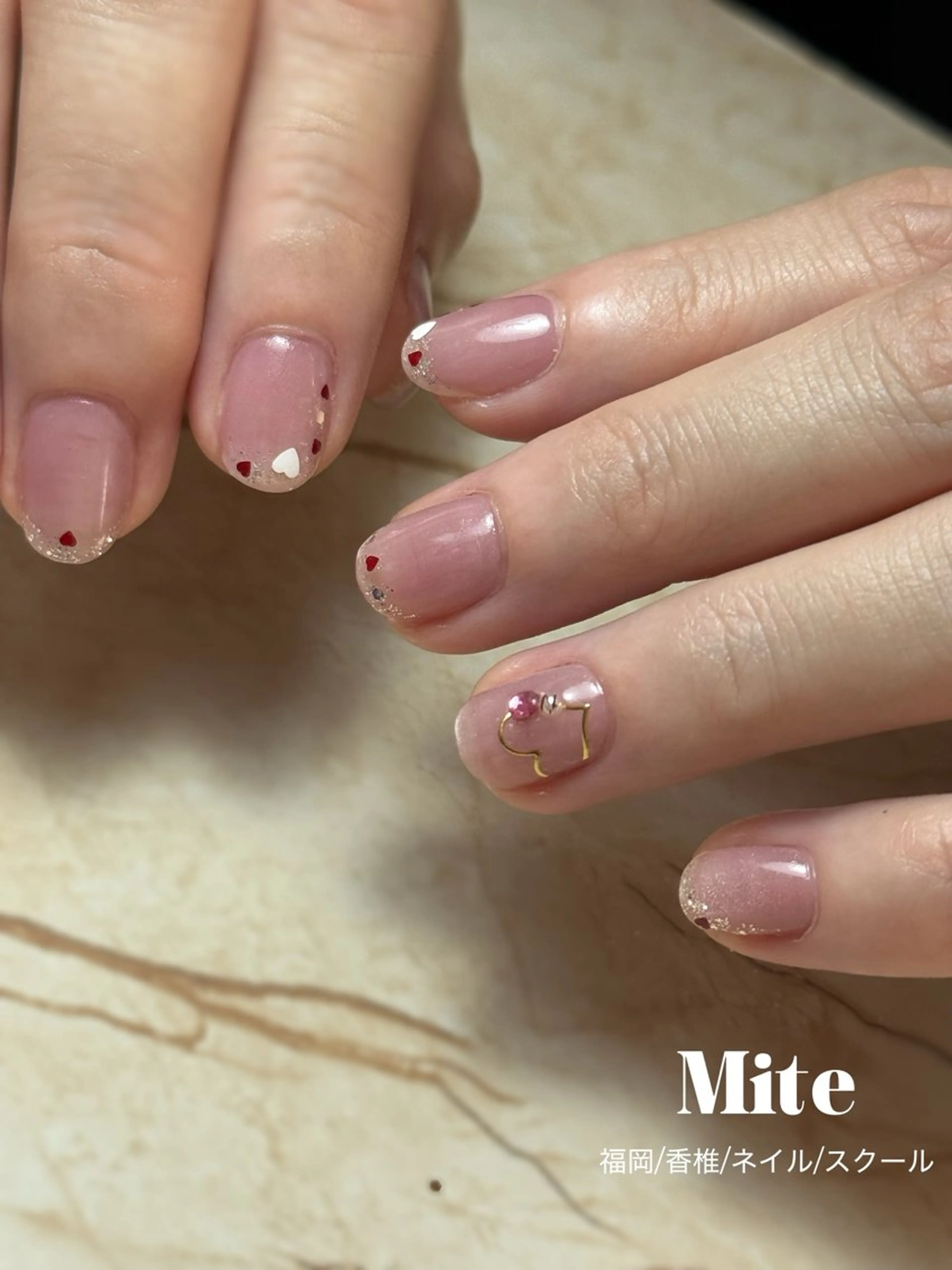 ネイル マグネットネイル ピンク 自爪育成サロンMite所属・Mite ミテのネイルデザイン