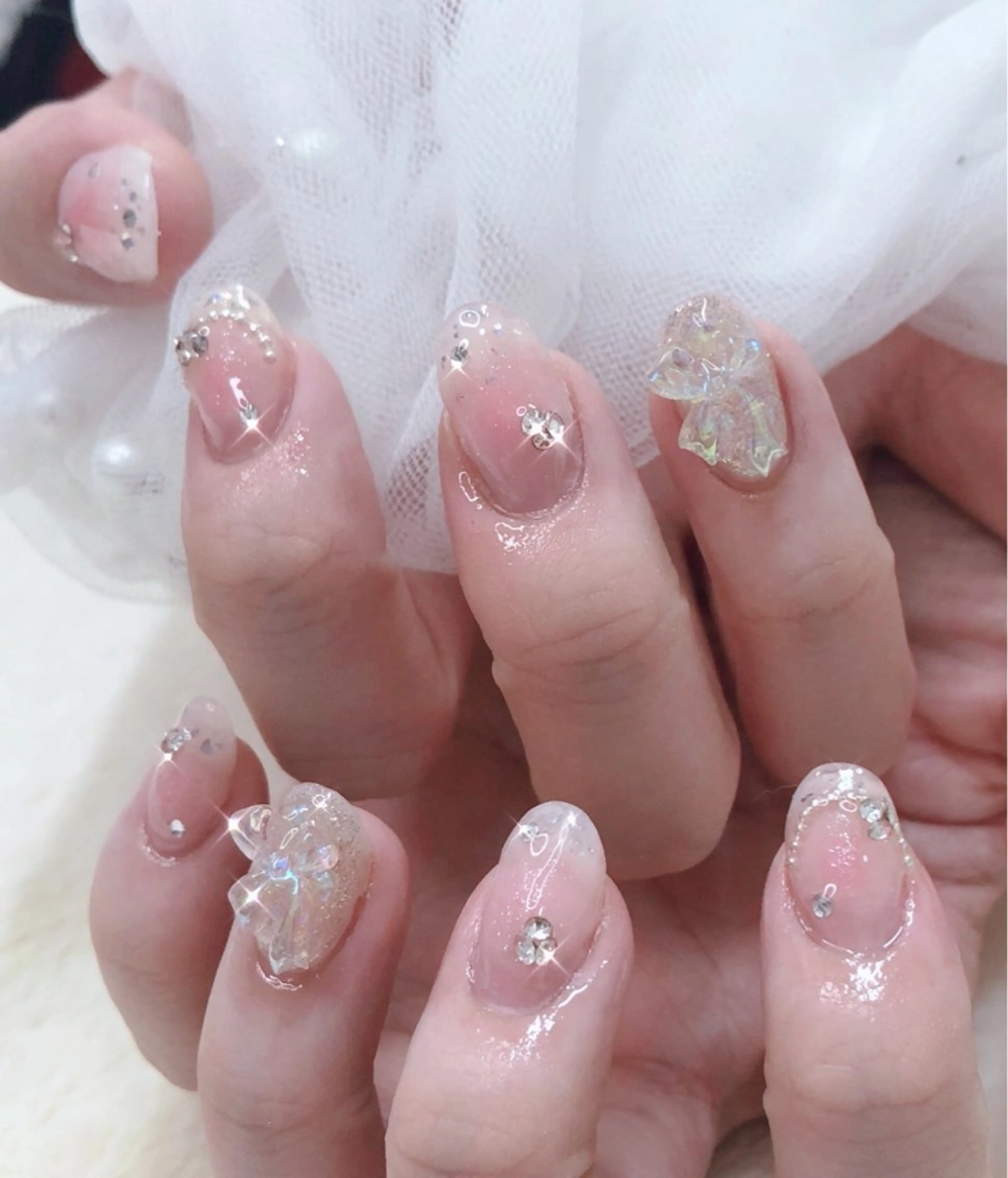 ネイル フットネイル フレンチネイル ジェルネイル ガラスフレンチ 韓国ネイル 大門浜松町 ネイルのネイルデザイン