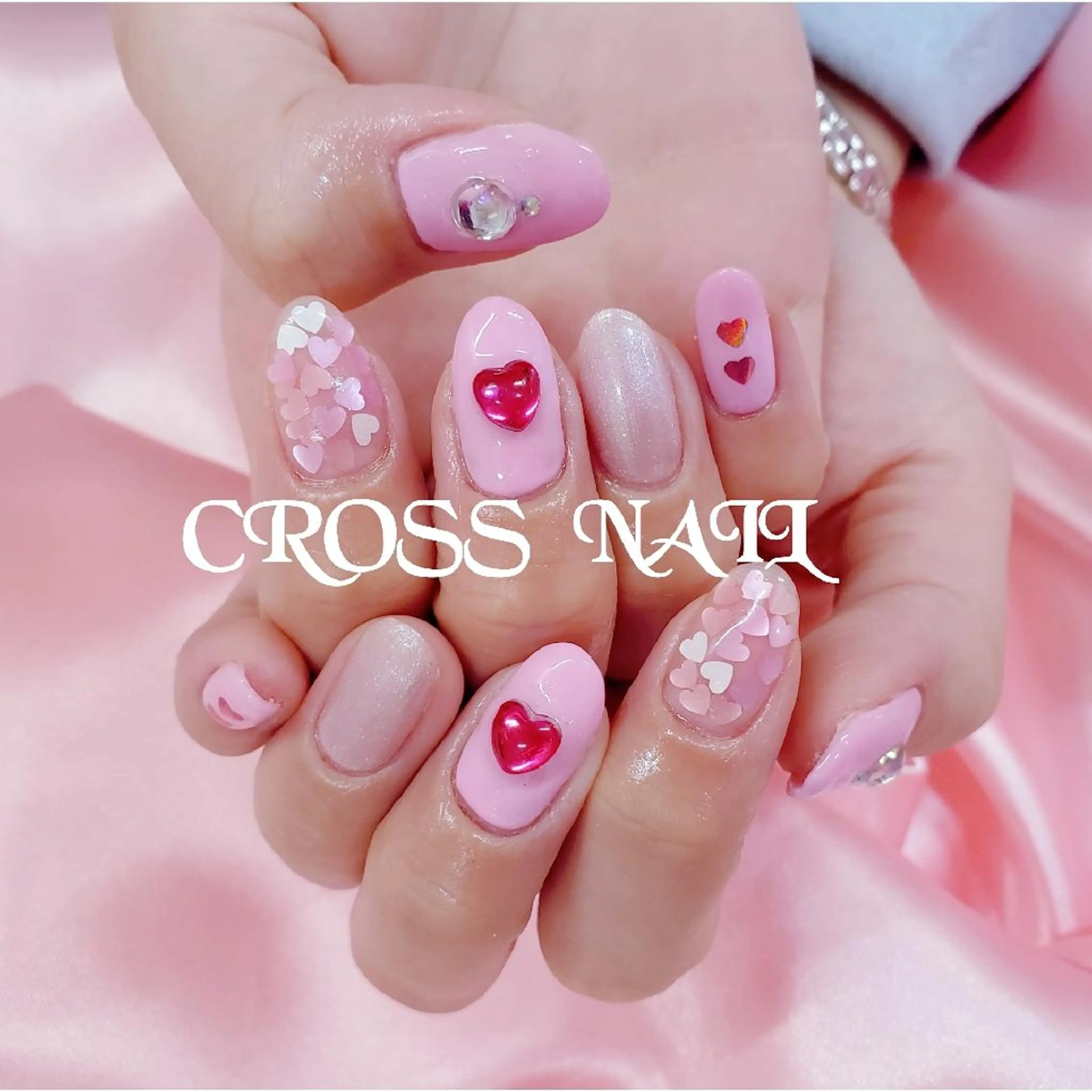 ネイル 長さ出し 氷ネイル・うるうるネイル 韓国ネイル ネイルチップ CROSS  クロス　のネイルデザイン