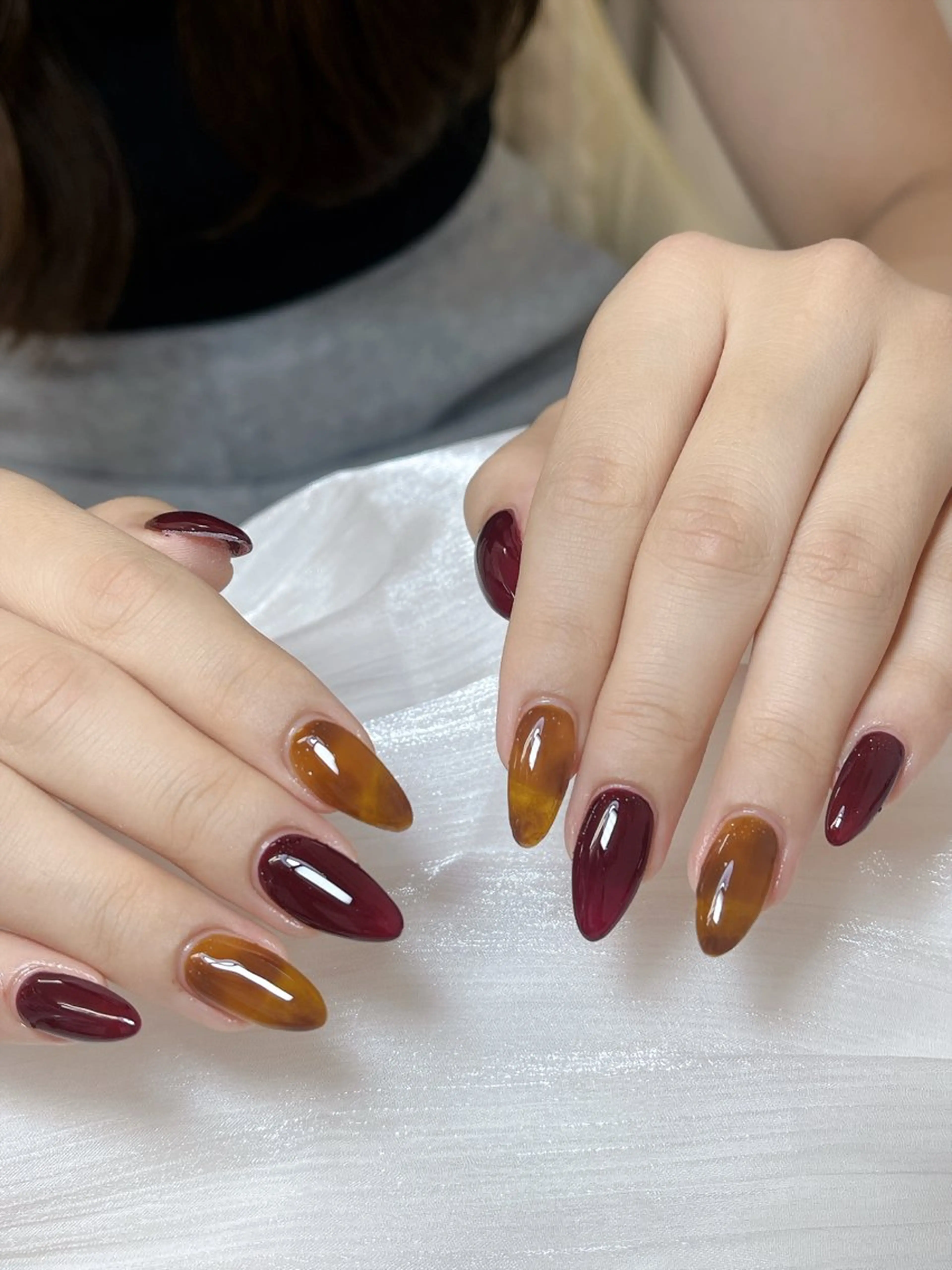 ネイル チークネイル フレンチネイル グラデーション キラキラネイル 韓国ネイル ハンドネイル DUO MI nail salonのネイルデザイン