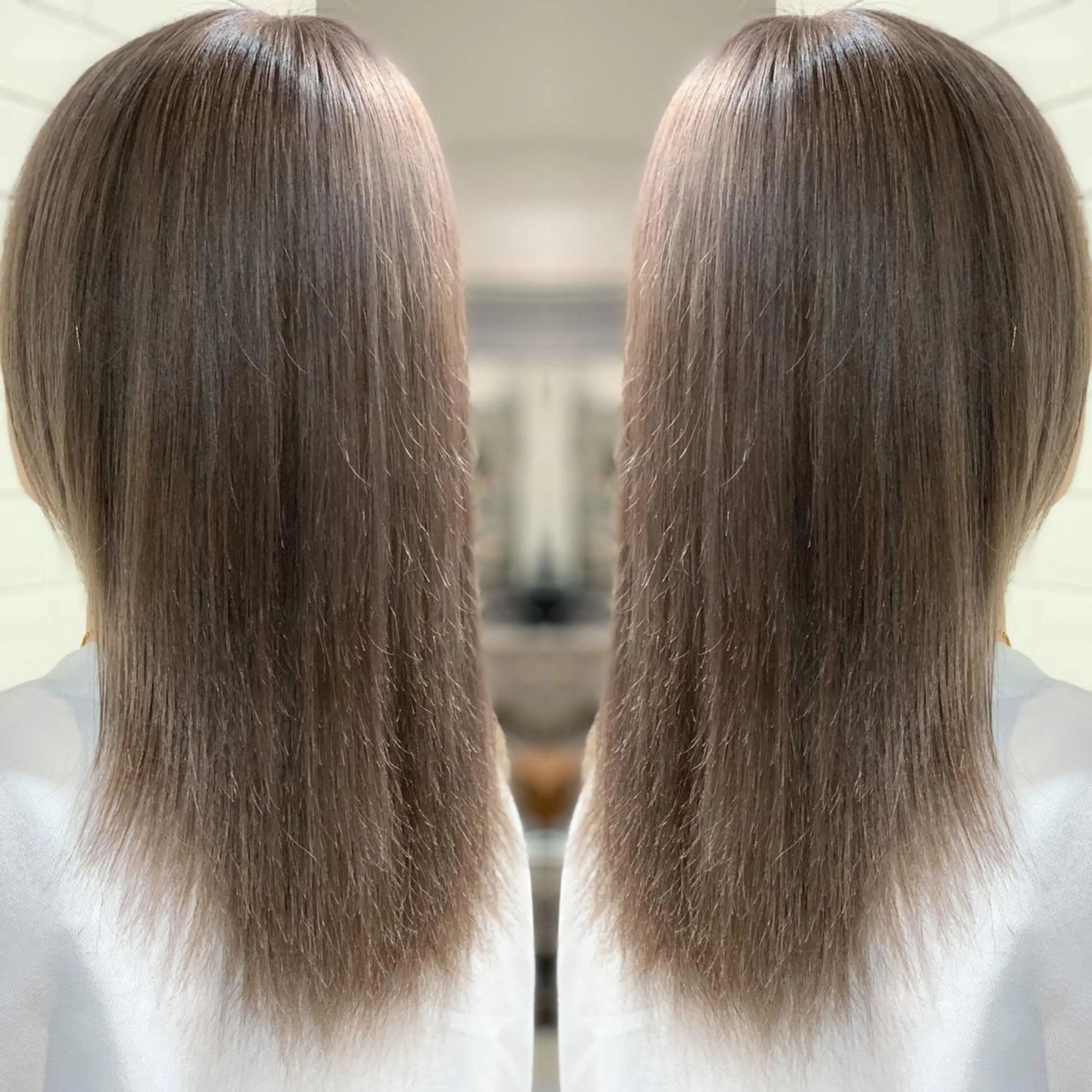 ミディアム カラー ヘアアレンジ ヘアカラー トリートメント ヘアセット 髪質改善×ハイトーン 中田啄也のヘアスタイル