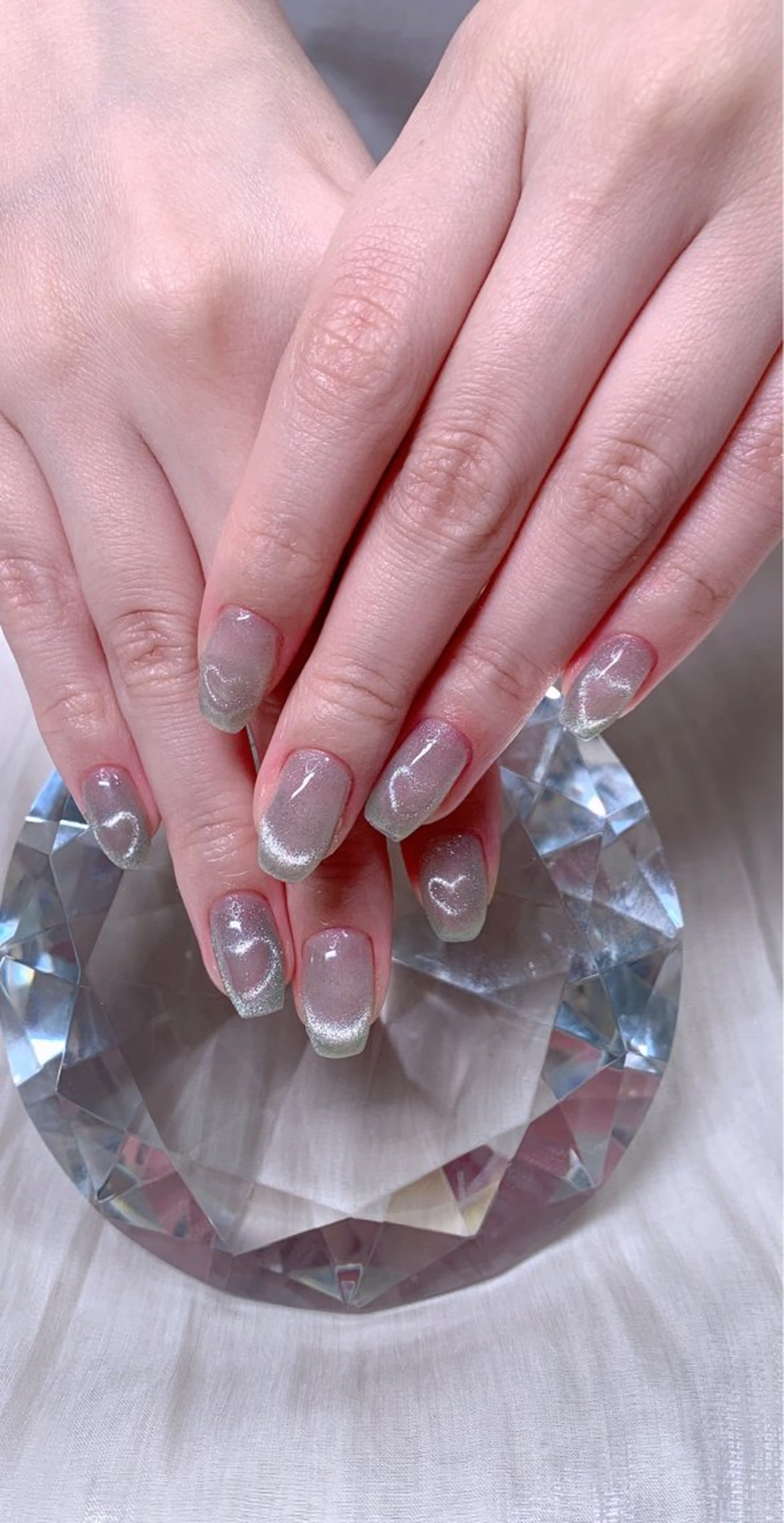 ネイル フレンチネイル ハート キラキラネイル マグネットネイル マグネットフレンチ Cute Tips nailのネイルデザイン