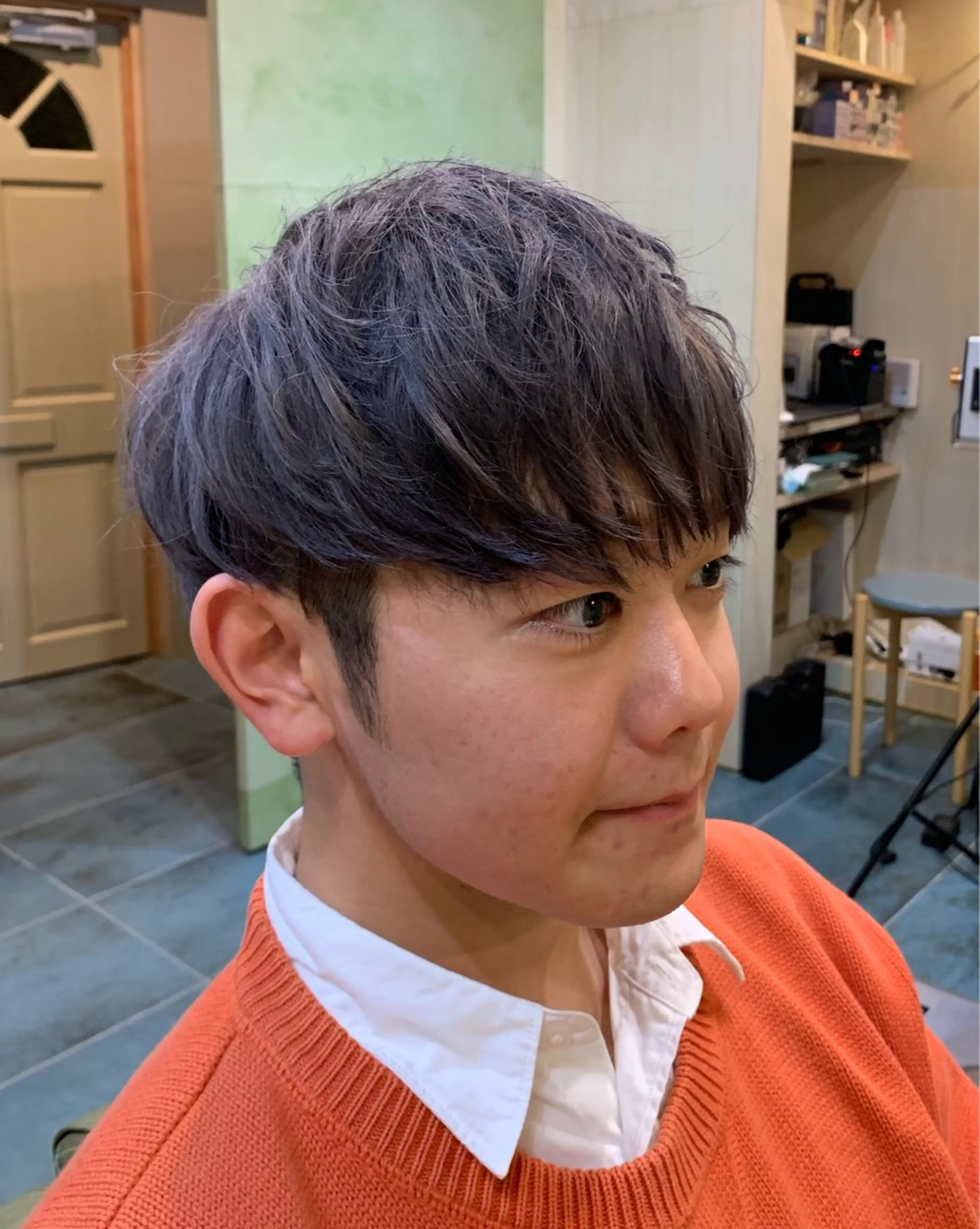 ミディアム カラー メンズ メンズブリーチ マッシュ 刈り上げ ブリーチ シルバー カット ヘアカラー メンズカット/パーマ 福島区SOSOのヘアスタイル