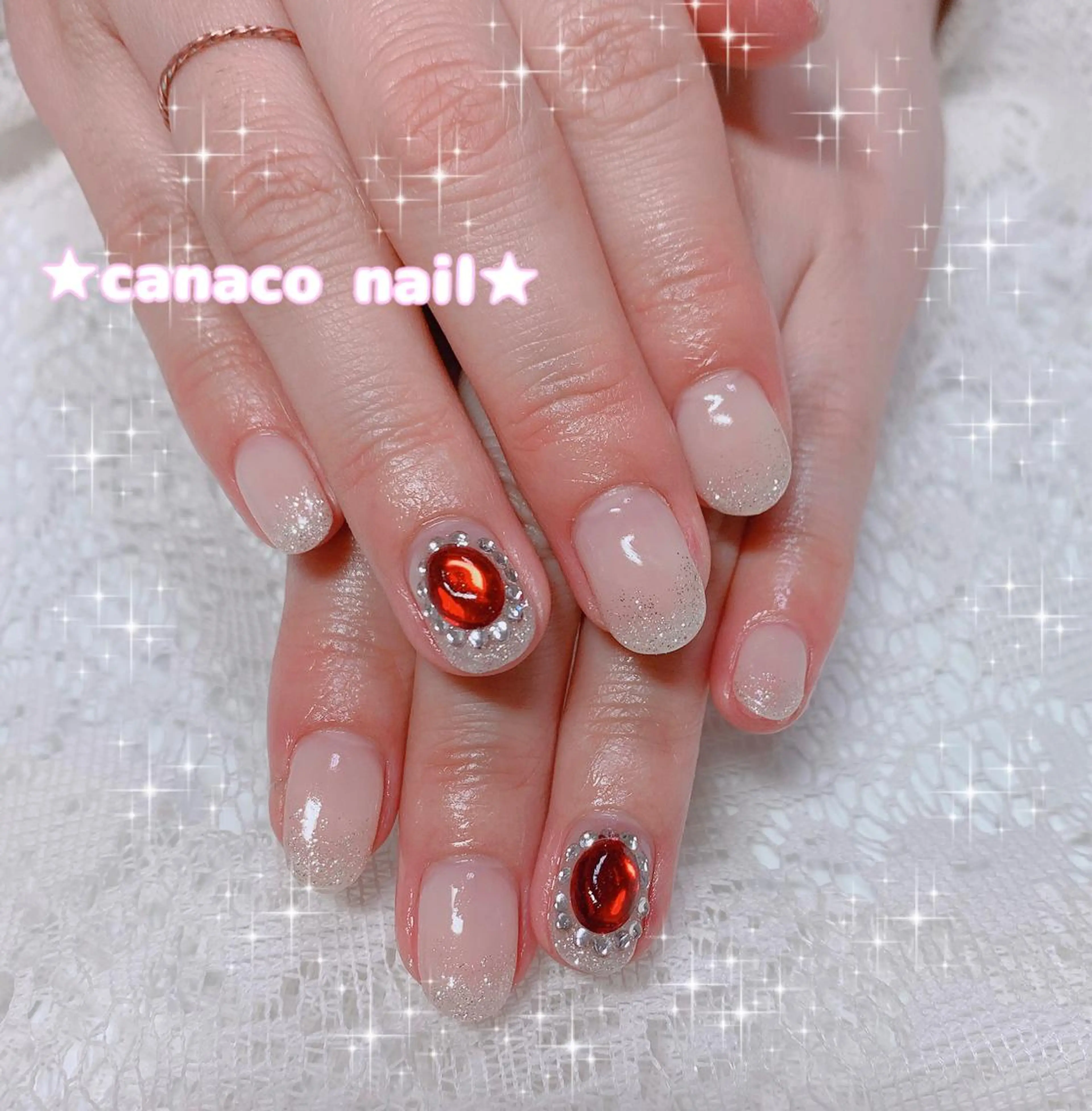ネイル オフィスネイル ストーンネイル ハンドネイル ハンドケア ベテランネイル cnc  nailのネイルデザイン
