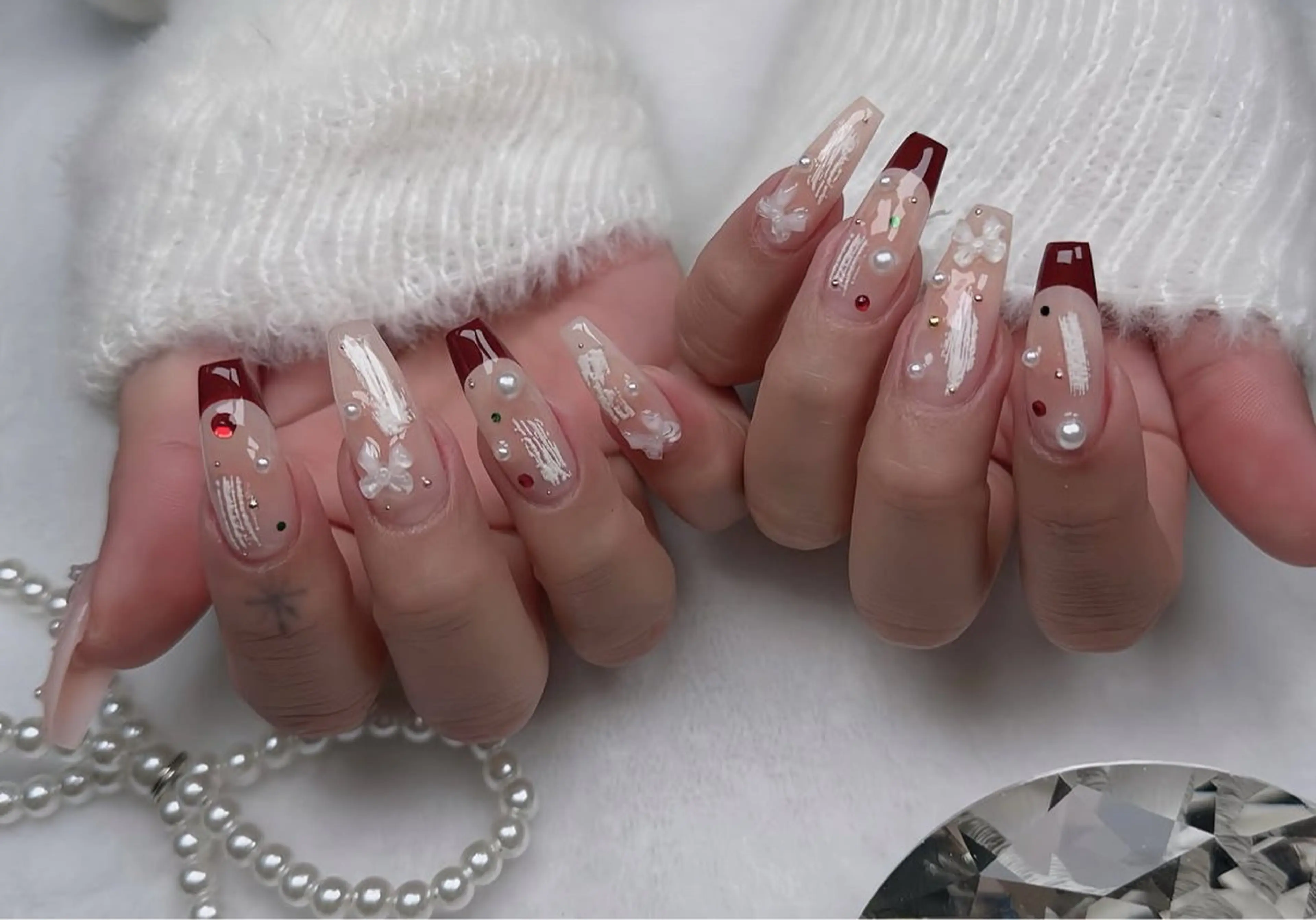 ネイル ハンドネイル 🎀PG🩵 ネイルサロンのネイルデザイン