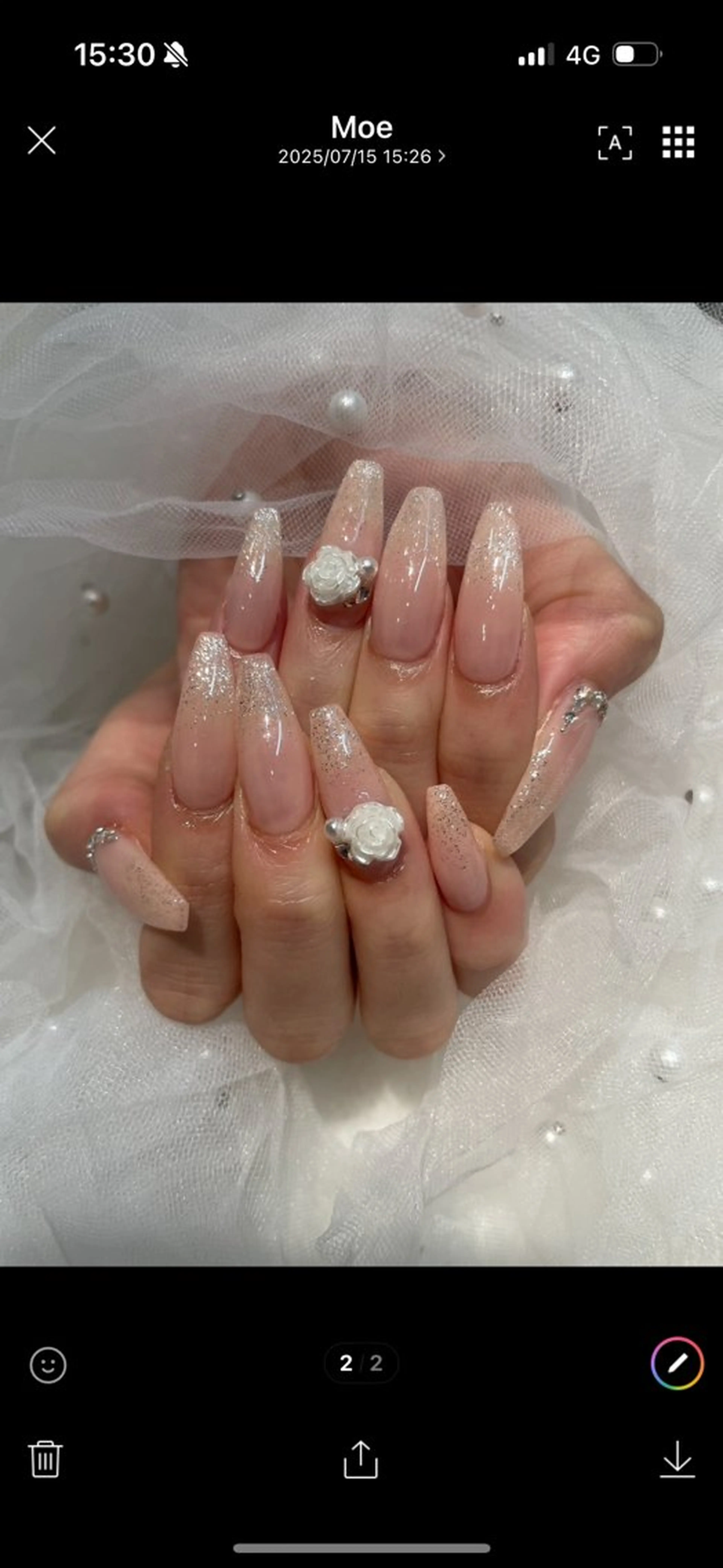 ネイル I-nailロング /ワンホン/キラキラのネイルデザイン