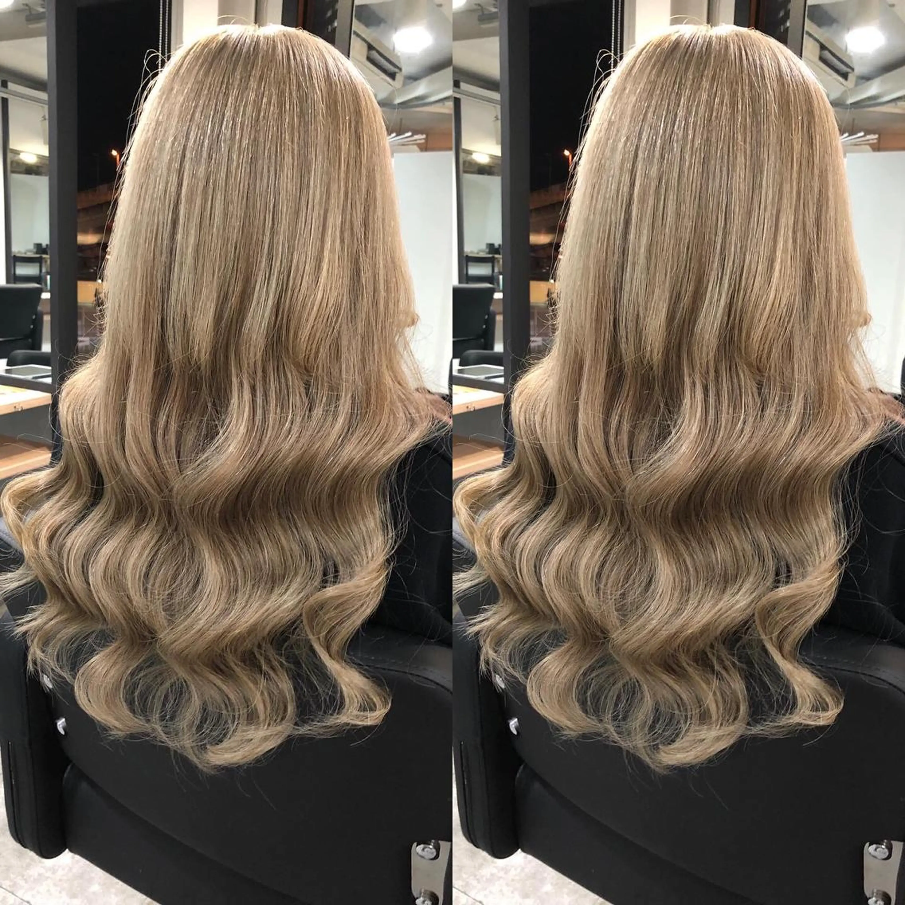 ロング カラー ヘアアレンジ シールエクステ ベージュカラー ハイトーンカラー ミルクティーベージュ ボブ レイヤー/エクステ alpha下妻のヘアスタイル