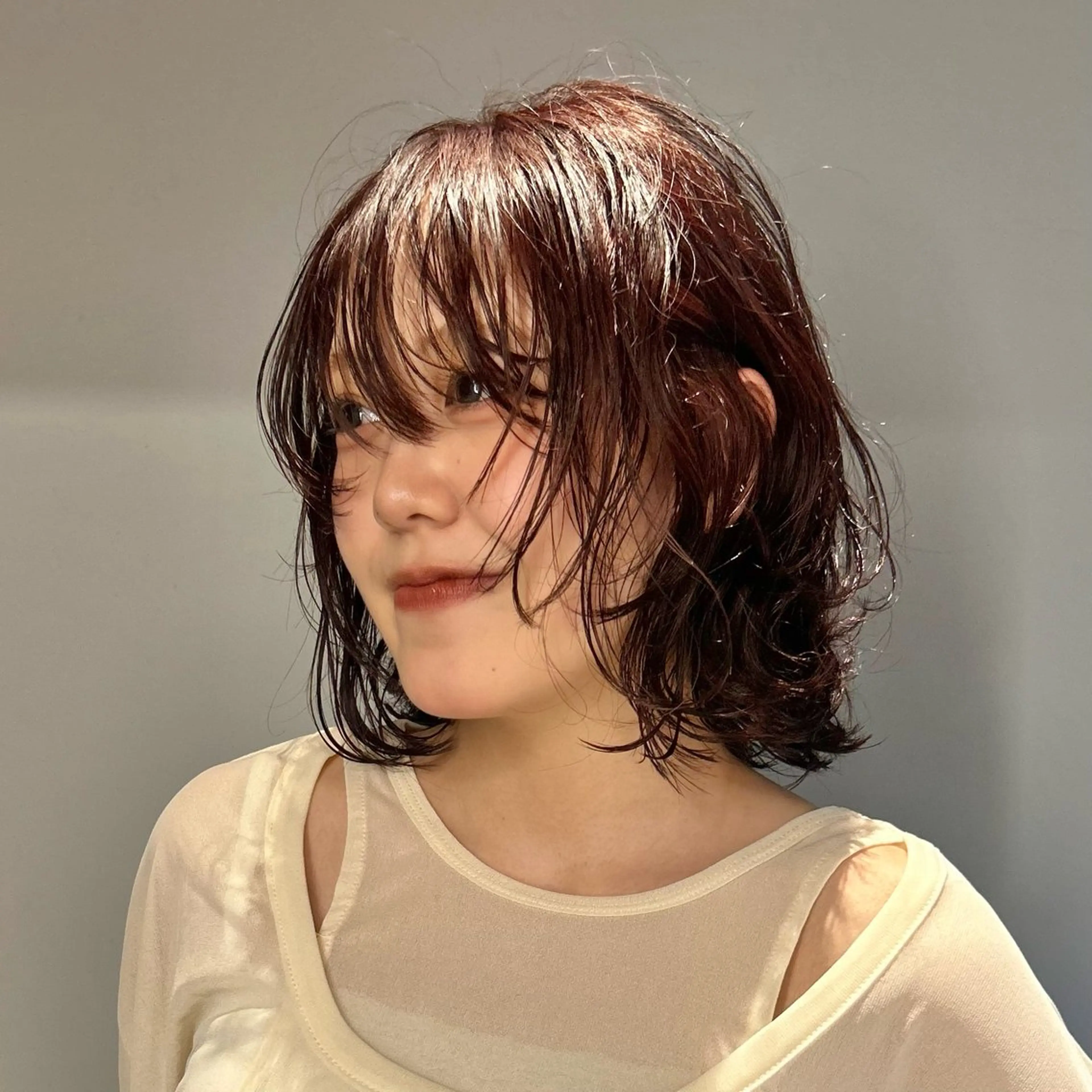 ミディアム カラー パーマ ミディアムパーマ ボブ トリートメント ニュアンスパーマ カット ヘアカラー パーマ トリートメント 🌿ボブ パーマ高橋啓太🌿のヘアスタイル