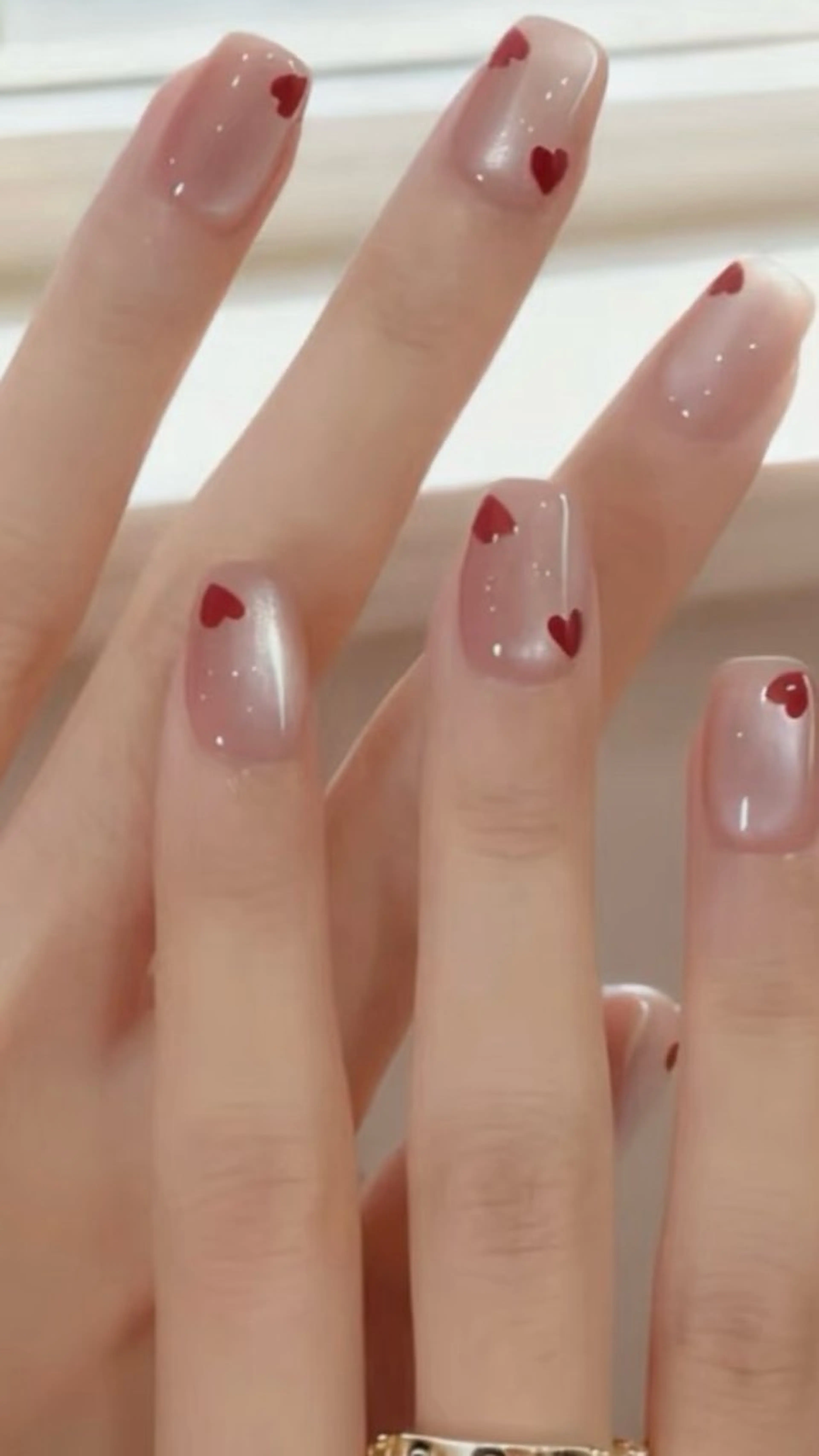 ネイル ハート オフィスネイル シンプルネイル 春ネイル バレンタイン Wilu nail 二子新地駅徒歩30秒のネイルデザイン