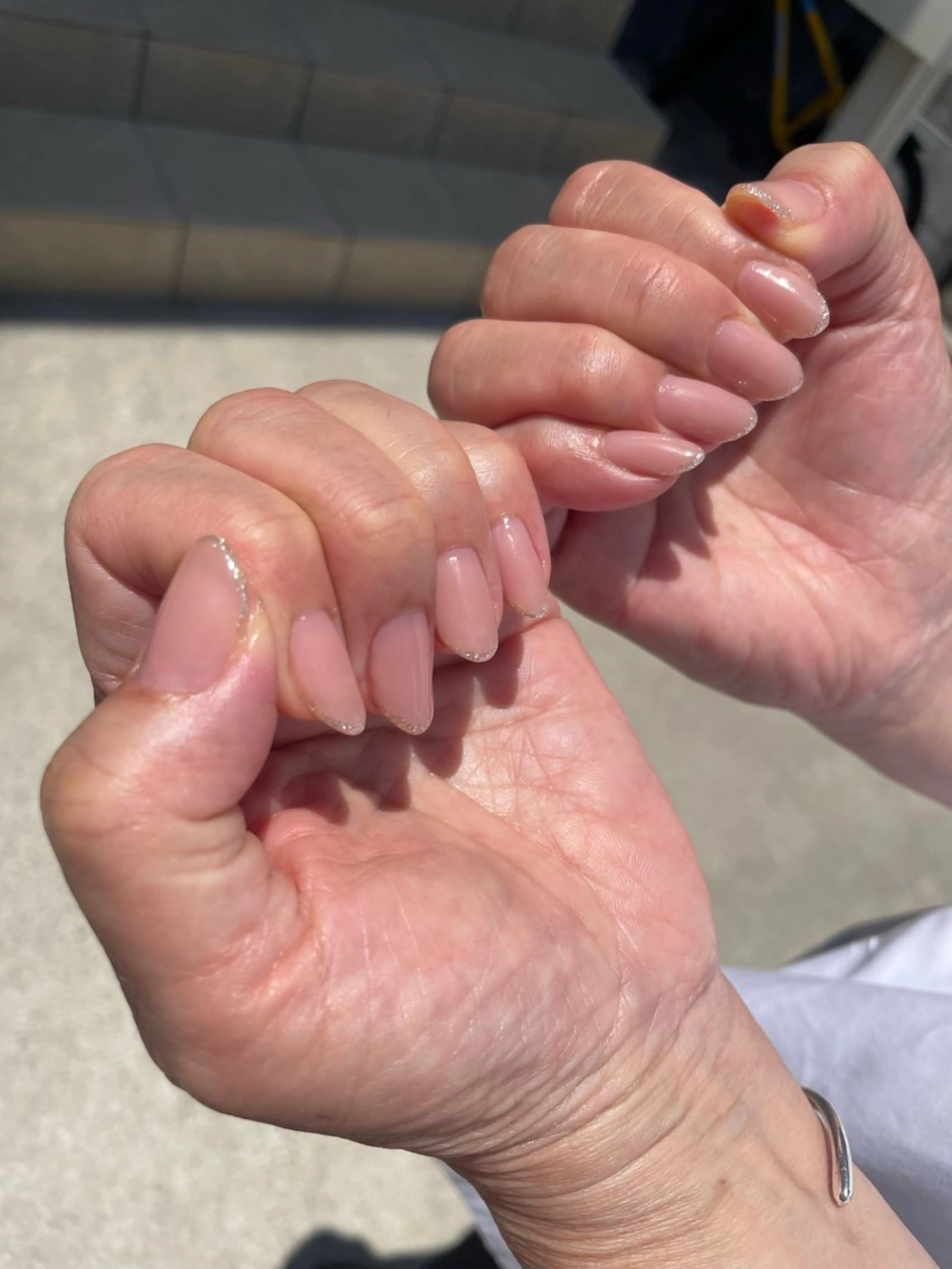 ネイル フレンチネイル ラメ(グリッター) Kuroki Yurikaのネイルデザイン