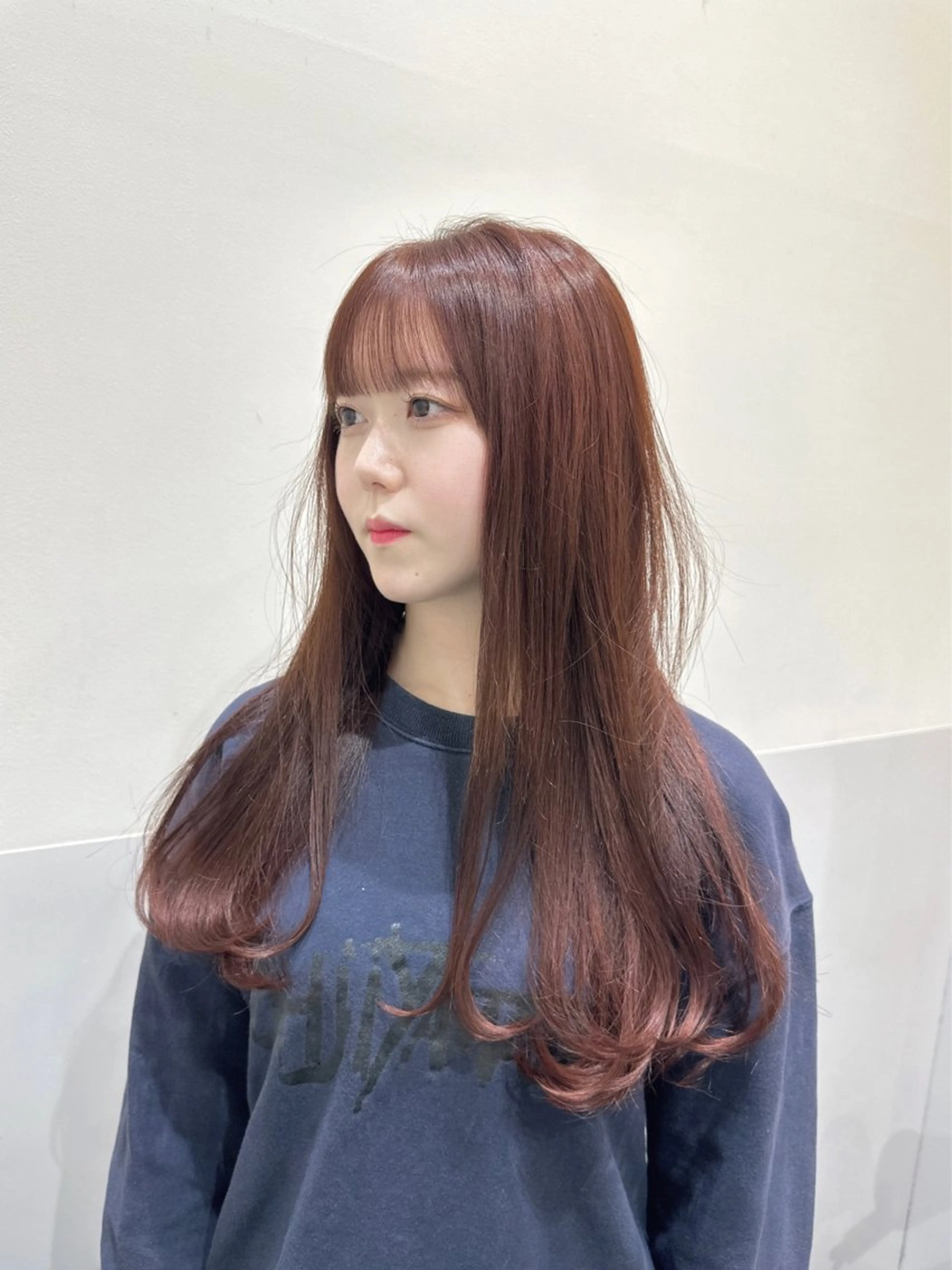 ロング カラー ブリーチ ブラウンカラー ブリーチなしカラー レッドカラー レッドブラウン カット ヘアカラー トリートメント 矢野 晃平のヘアスタイル