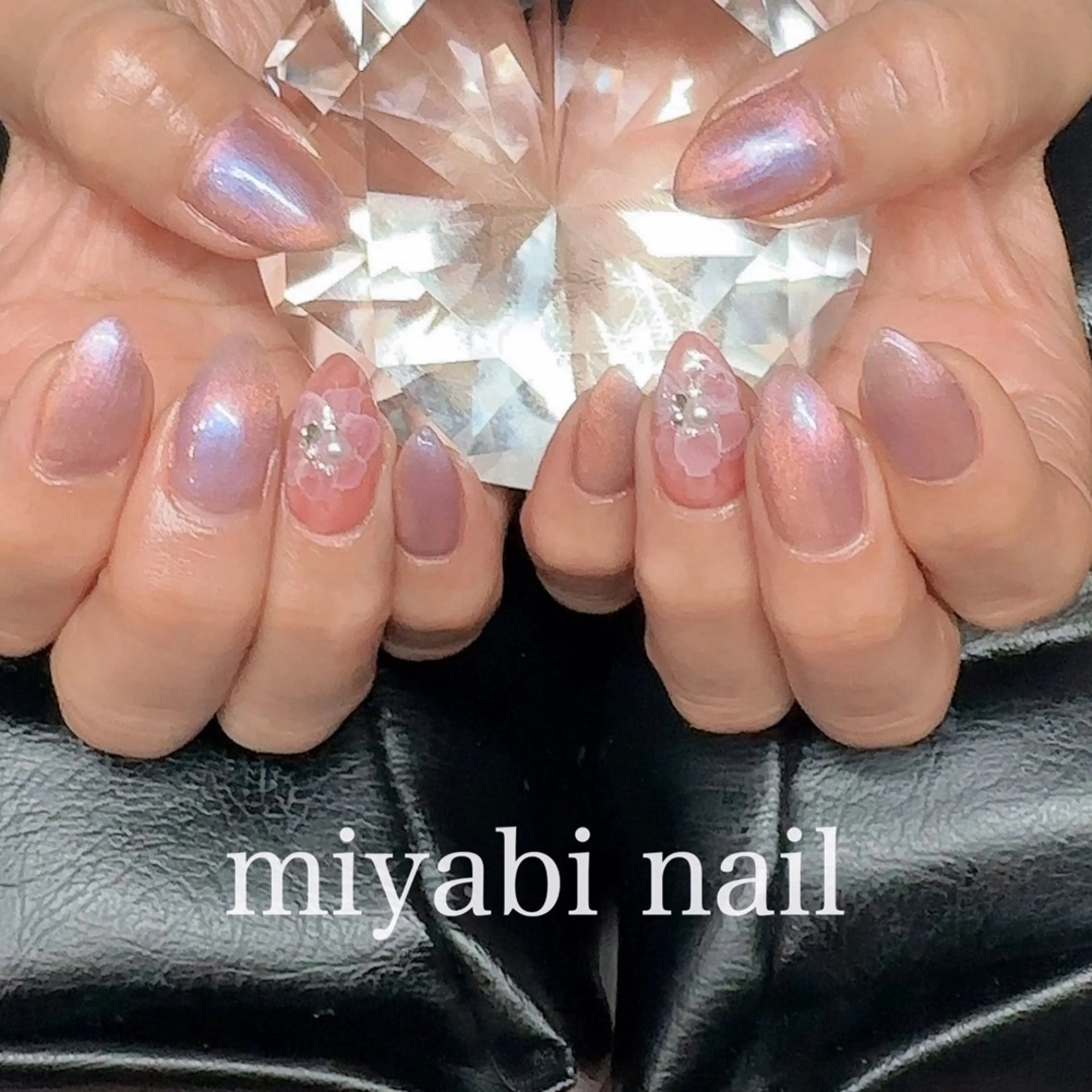 ネイル アートネイル フラワーネイル マグネットネイル 持ち込み オレンジ miyabi nail 桂川駅近くのネイルデザイン