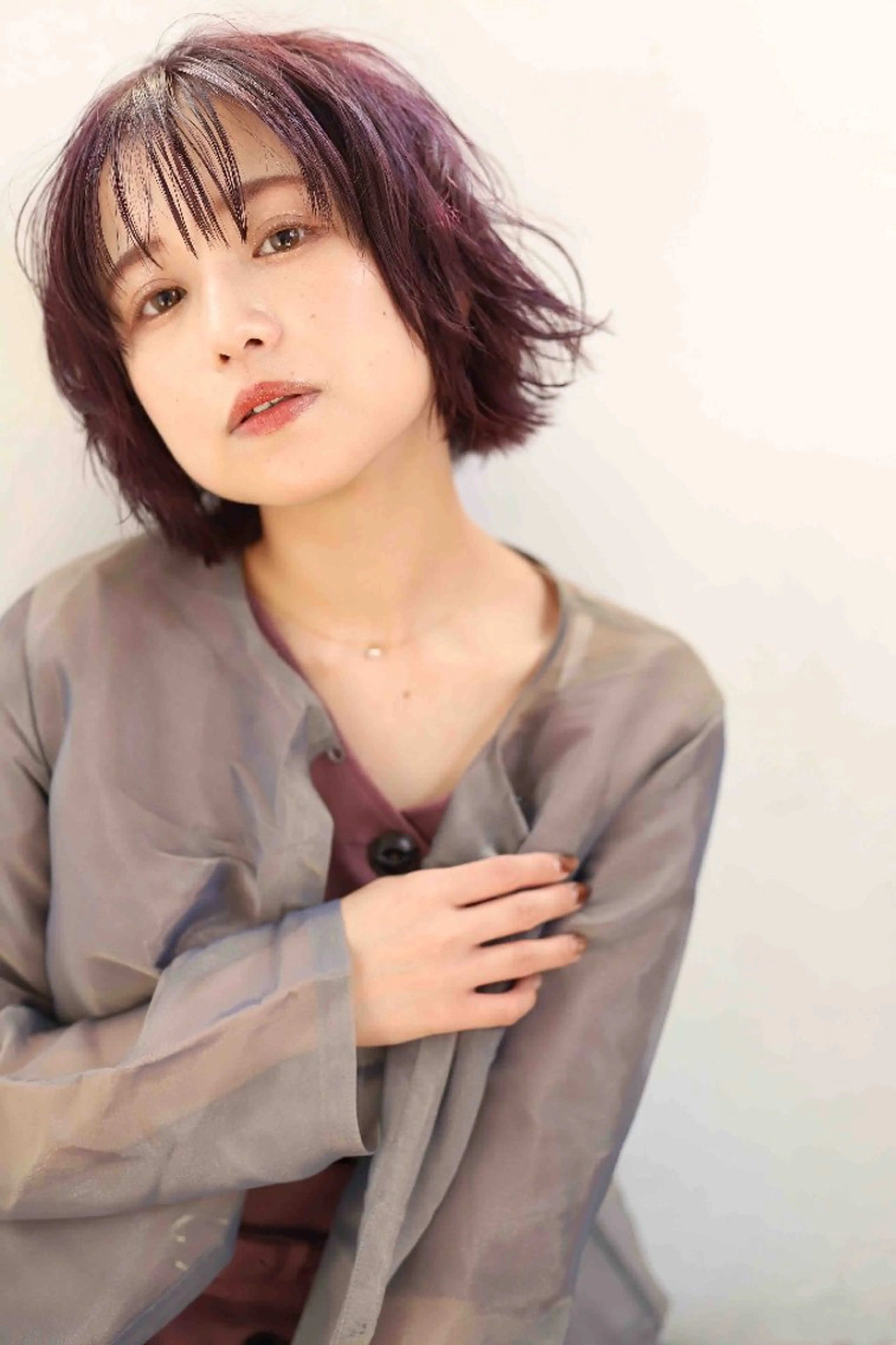 ショート カラー カシス ピンクカラー Culumi クルミ 松井照雄/梅田茶屋町のヘアスタイル