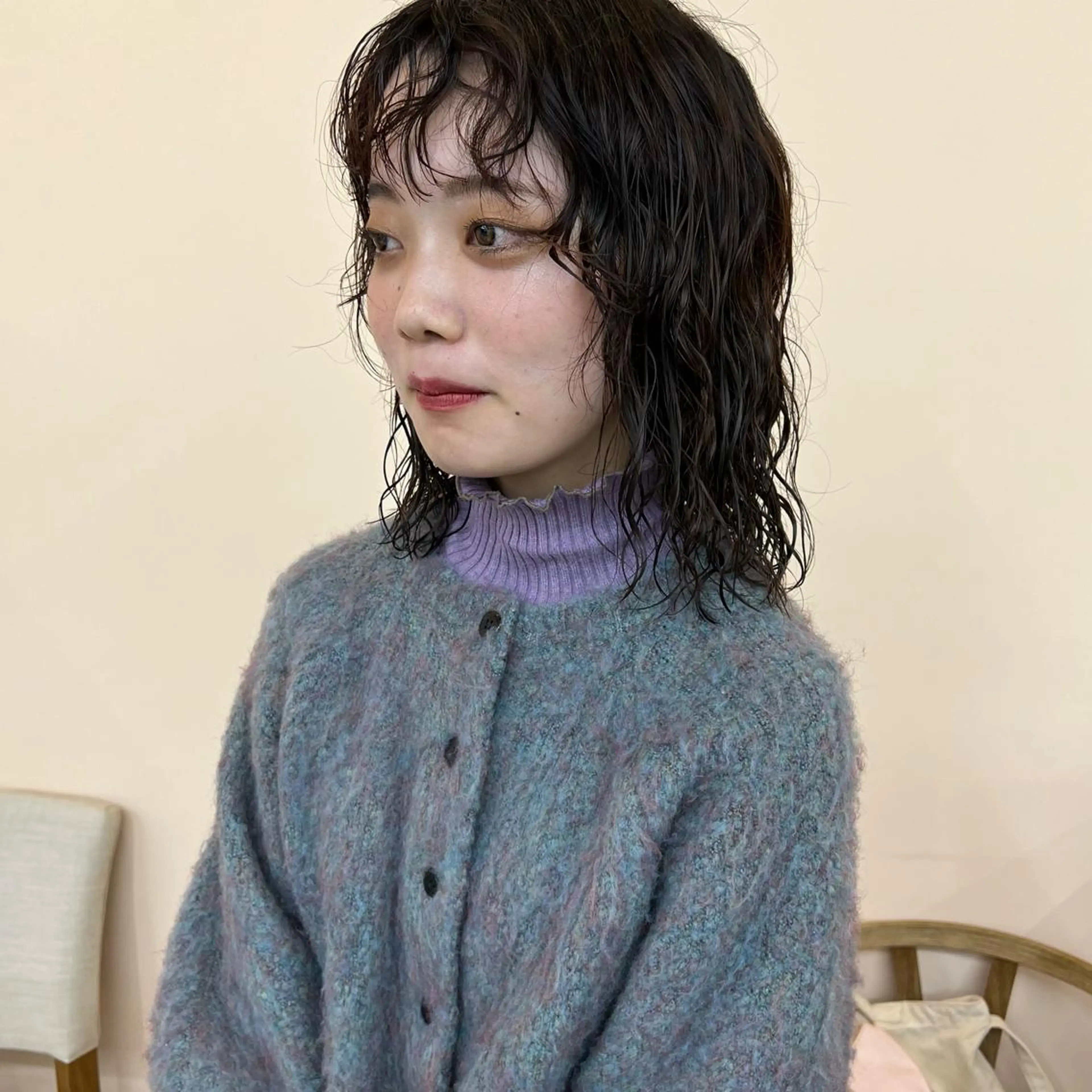 ミディアム パーマ 舟橋耀/ブリーチカラ ー/レイヤーカットのヘアスタイル