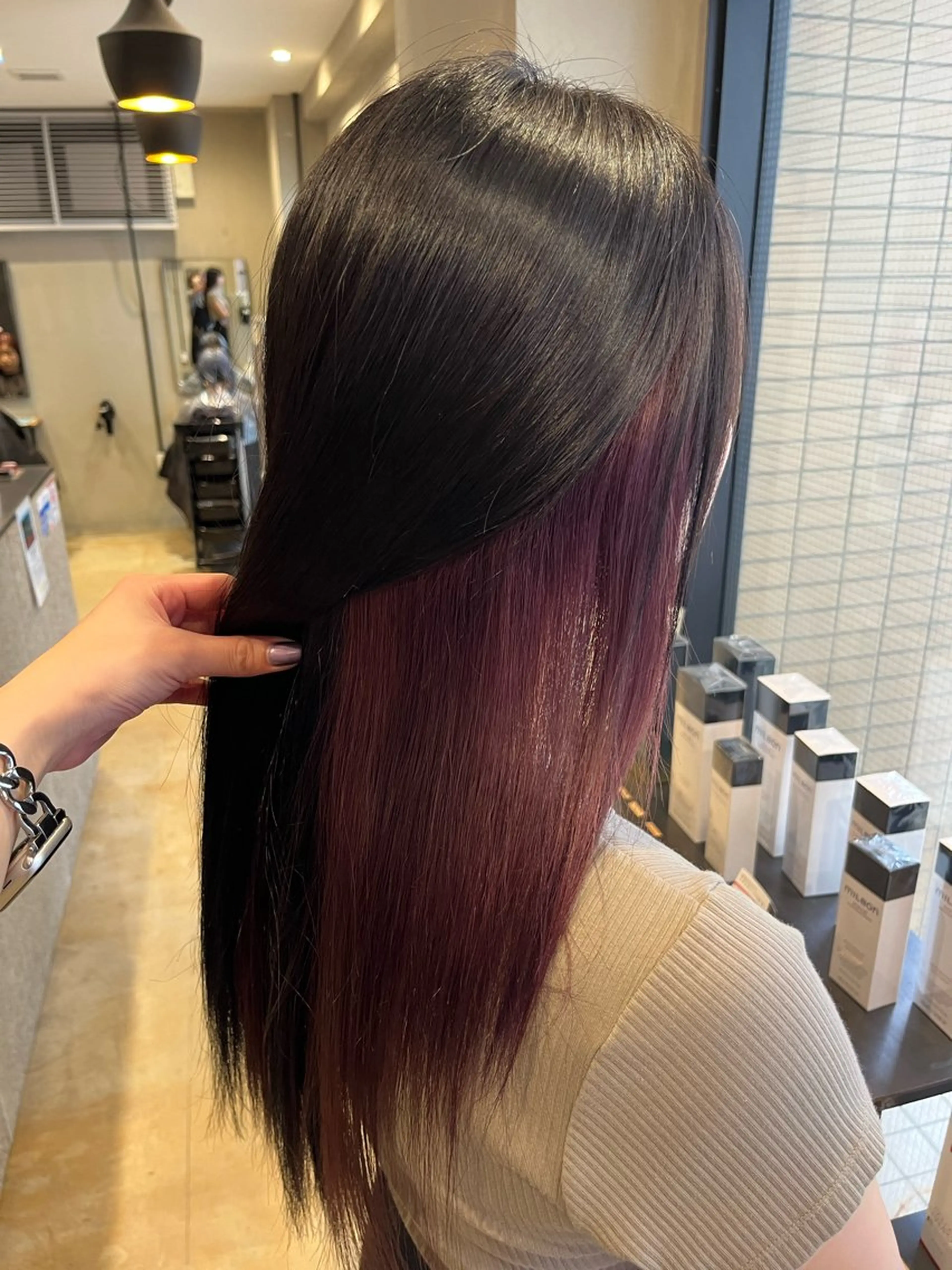 ロング カラー ヘアアレンジ ブリーチ ピンクカラー バイオレットカラー みわ/博多 ブリーチ/メンズヘアのヘアスタイル