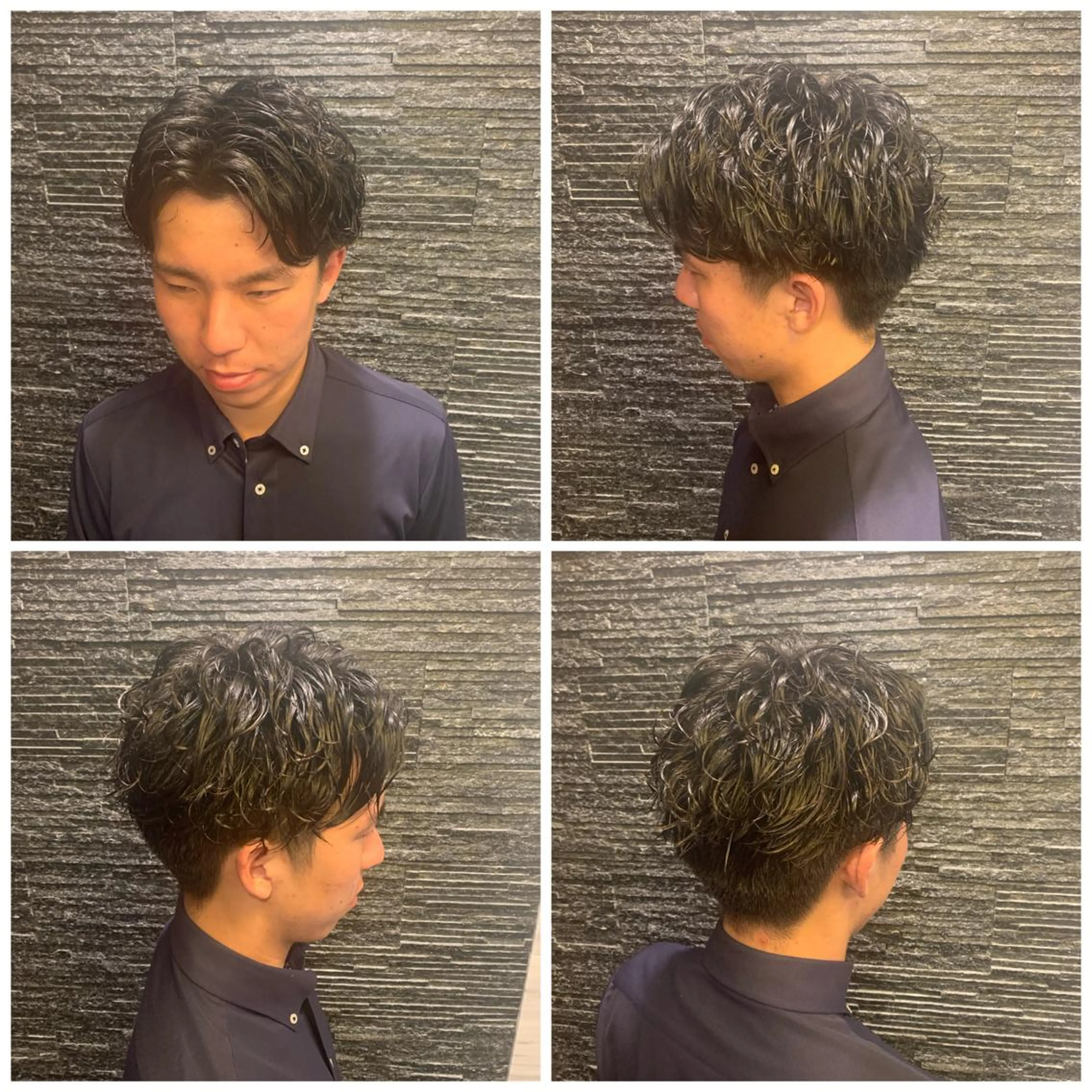 ミディアム メンズ センターパート カット パーマ 高橋 大輔のヘアスタイル