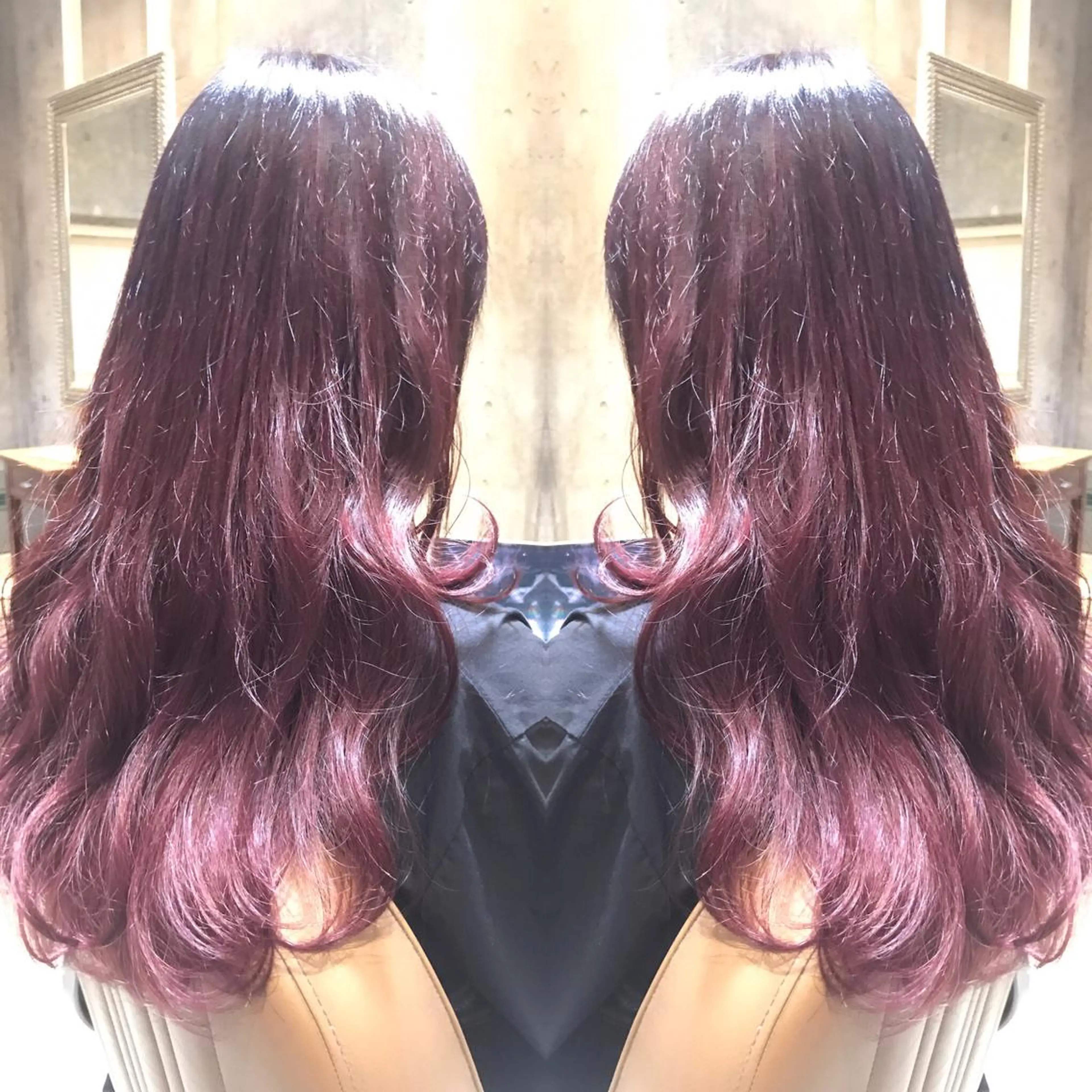 セミロング カラー パーマ ヘアアレンジ メンズ キッズ ネイル マツエク・マツパ ダブルカラー パープルカラー パープル サロンドミルク 原宿のヘアスタイル