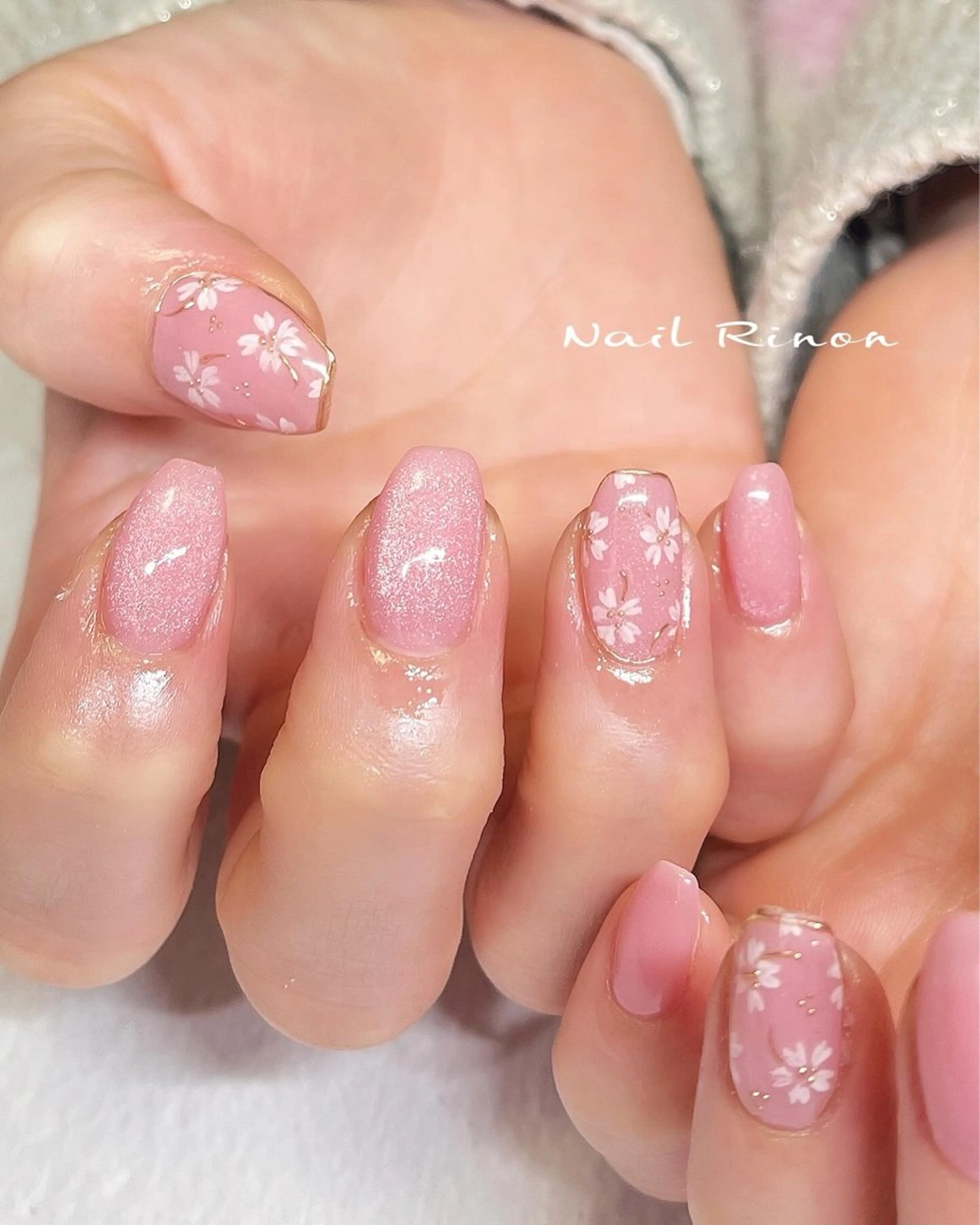 ネイル 桜ネイル ハンドネイル Nail Rinonのネイルデザイン