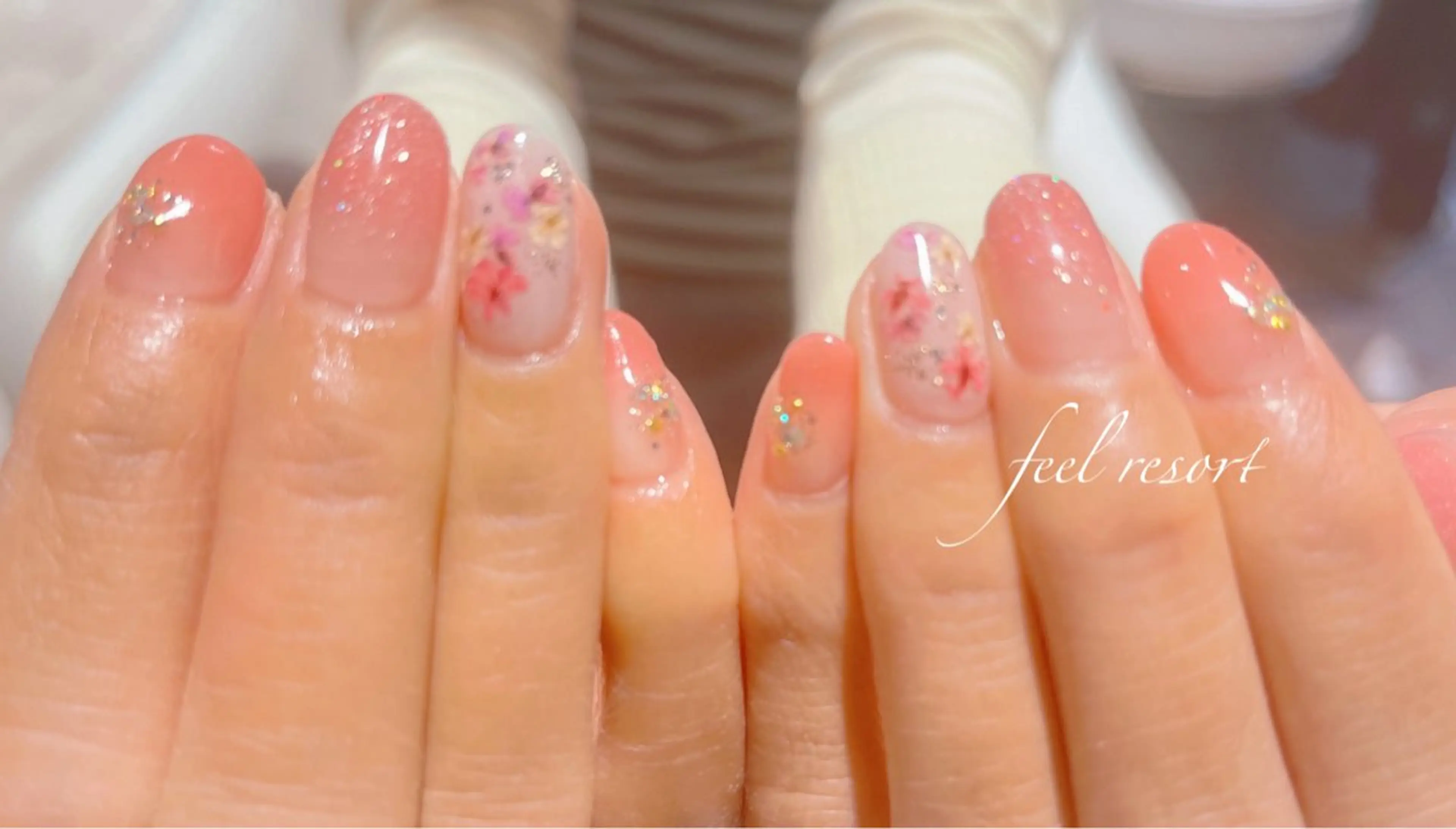 ネイル 長さ出し フットネイル フレンチネイル ジェルネイル ガラスフレンチ ハンドネイル Lien(リアン) 銀座駅6分のネイルデザイン