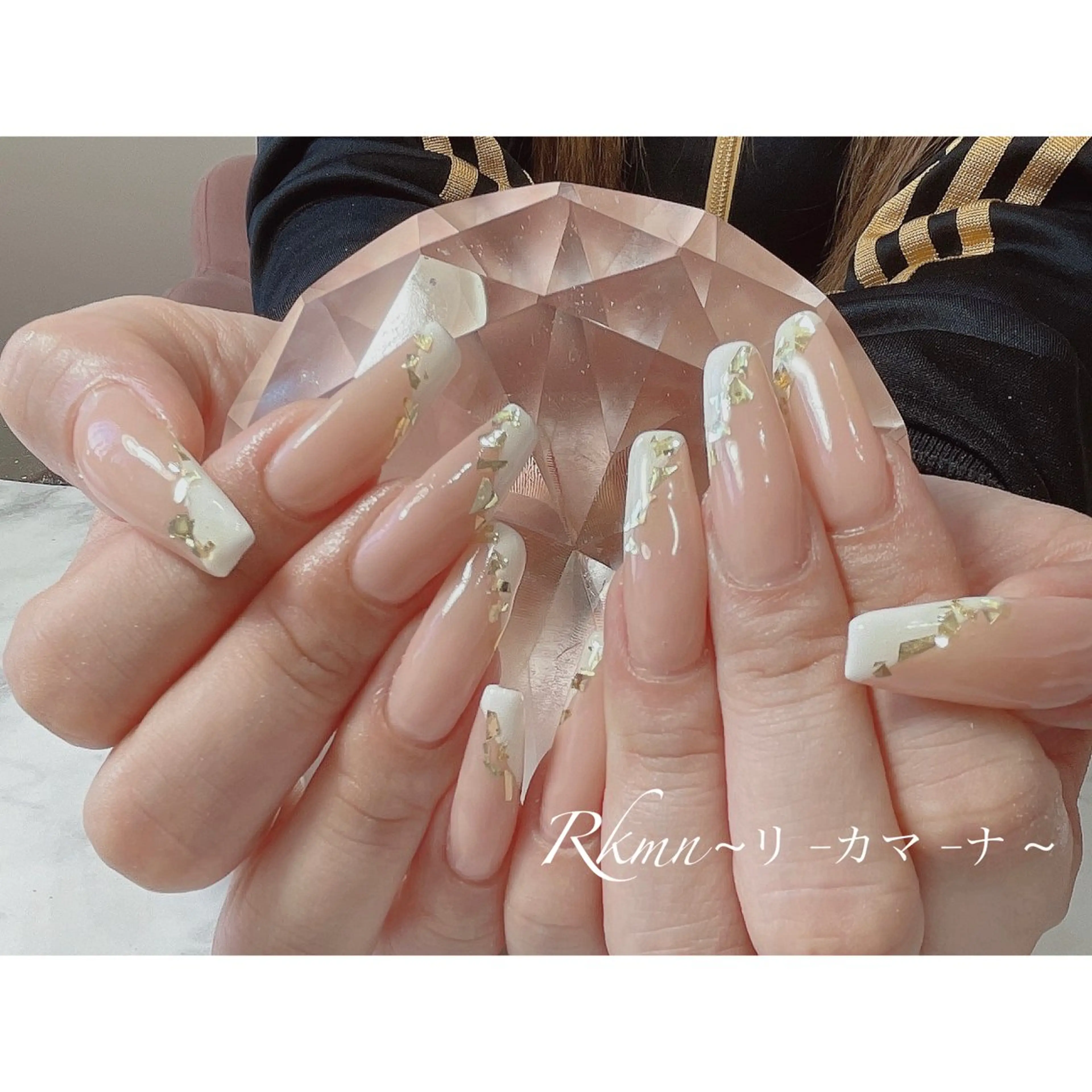 ネイル アートネイル フレンチネイル ホログラムネイル ピンク ピンクベージュ ハンドネイル フットネイル ハンドケア Rkmn ~リ-カマ-ナ~のネイルデザイン