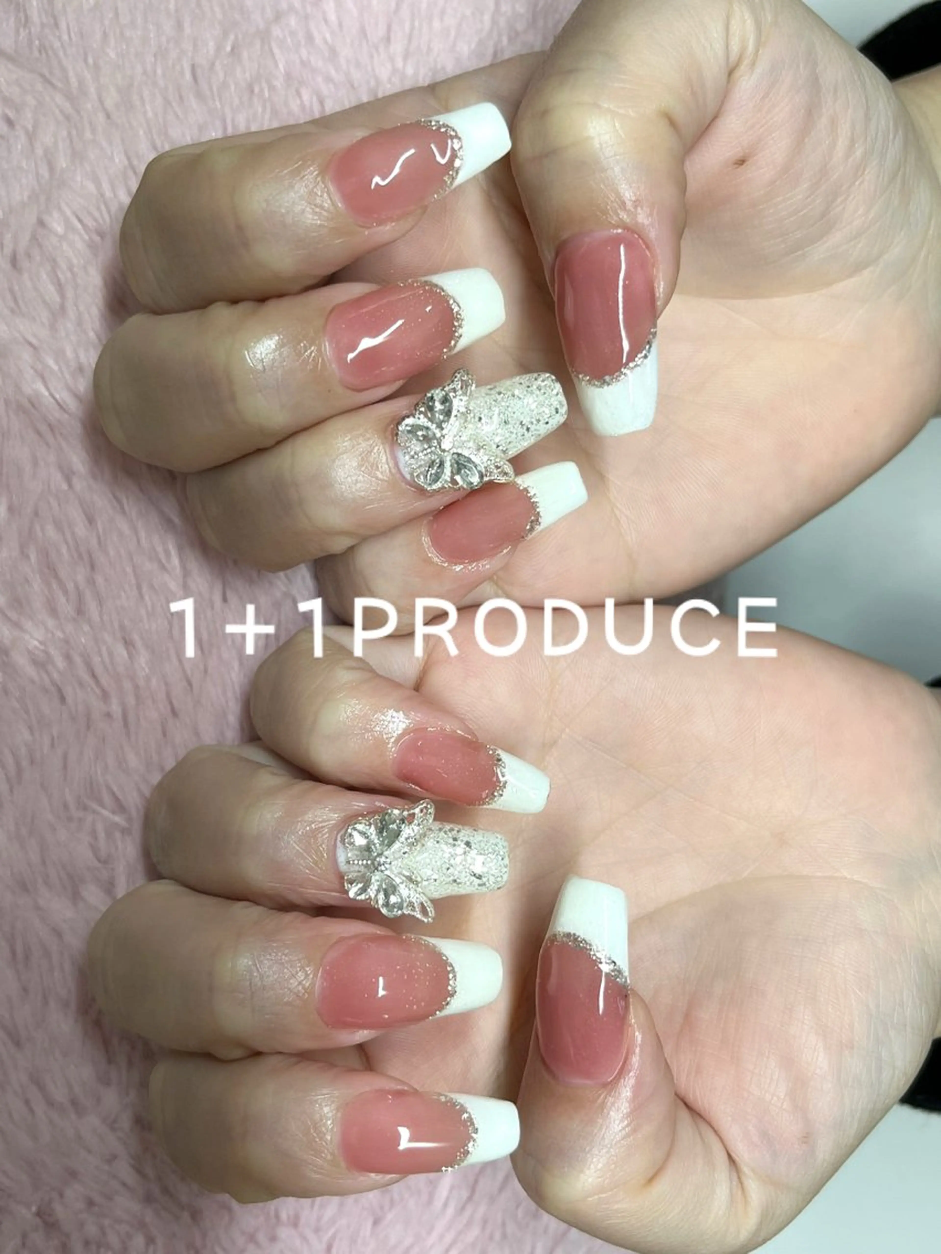 ネイル アートネイル 長さ出し フレンチネイル ジェルネイル スカルプネイル 1+1 PRODUCEのネイルデザイン