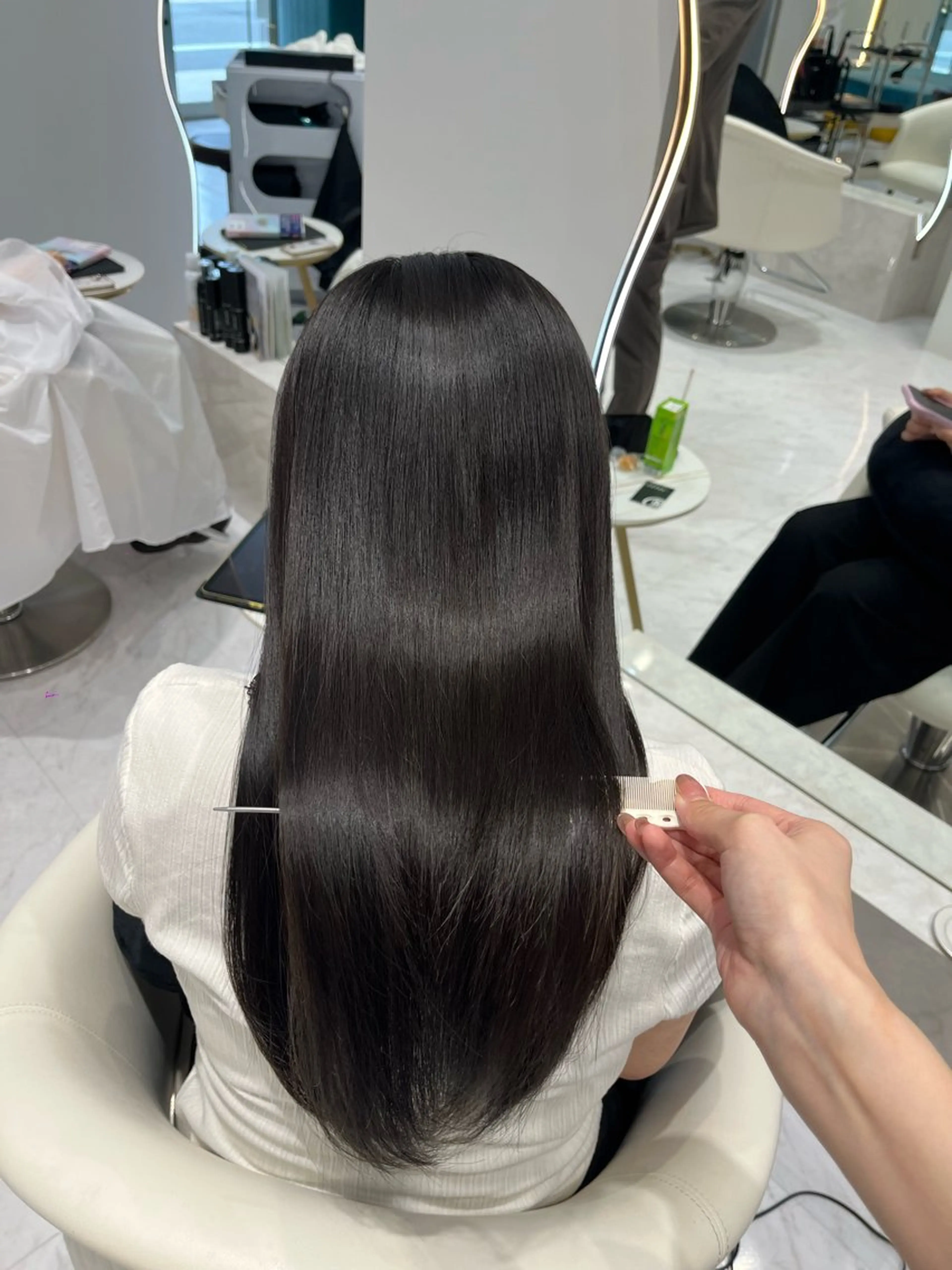 ロング カラー 透明感カラー ダークグレー ダークグレージュ グレージュ 髪質改善 カット ヘアカラー トリートメント 名駅/大人韓国ヘア 艶カラー/Rihoのヘアスタイル