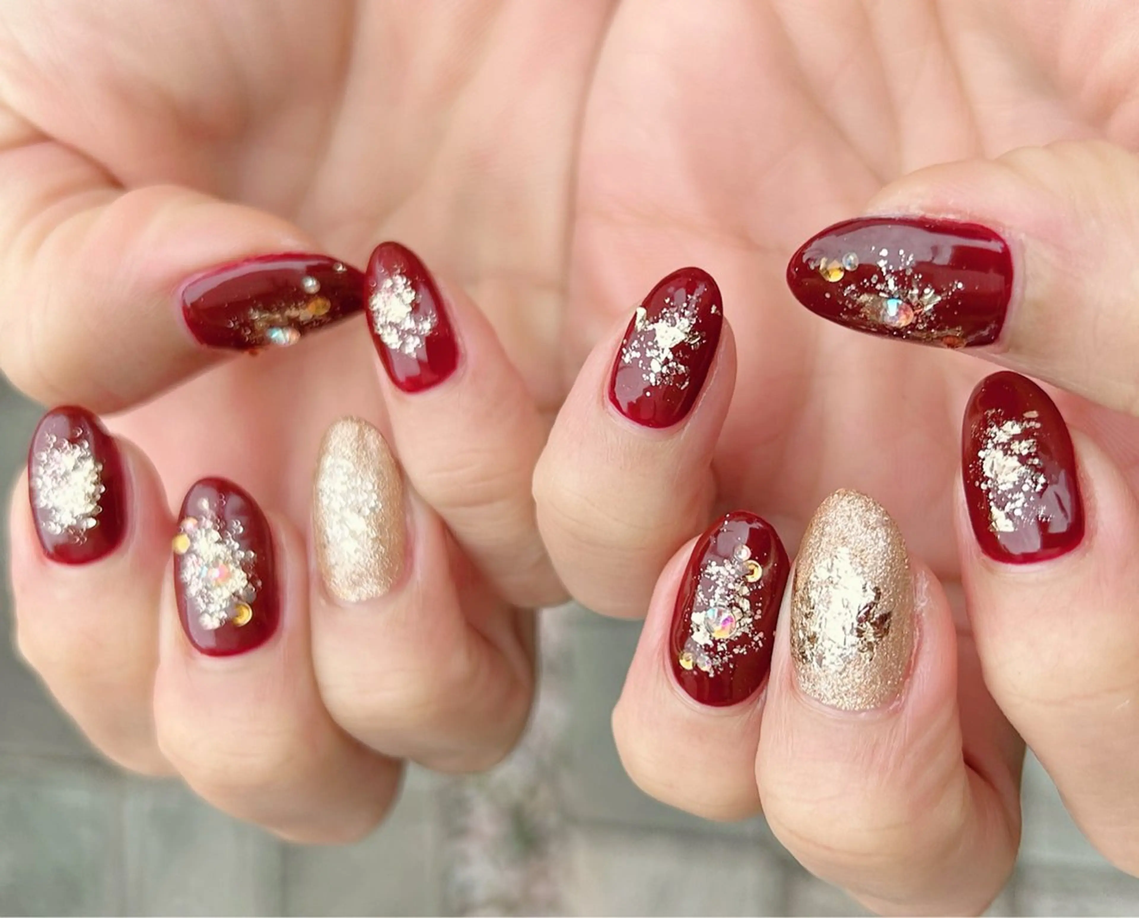 ネイル ボルドー 持ち込み ハンドネイル Nail Salon Ｄream Mamのネイルデザイン