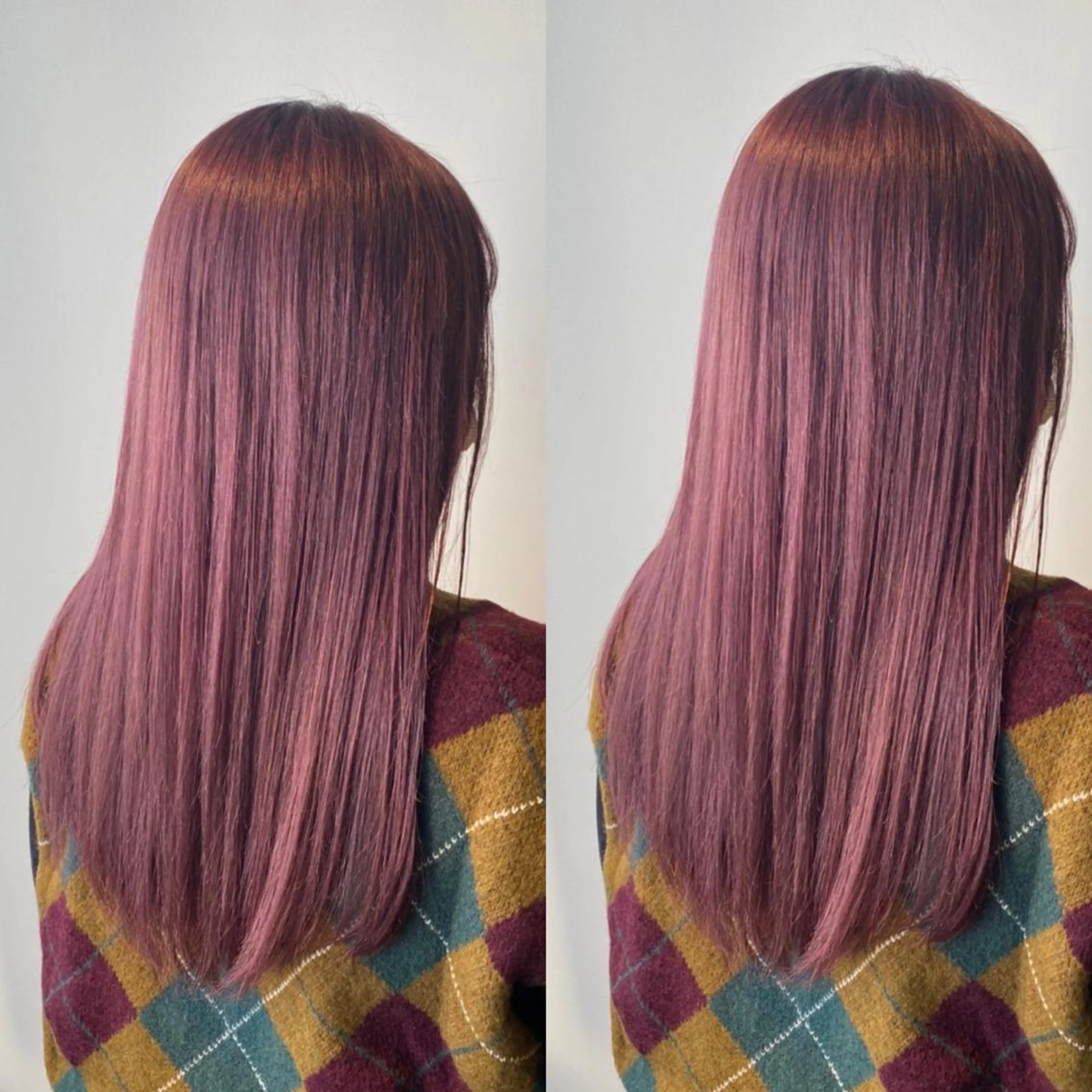 ロング カラー パーマ ヘアアレンジ 透明感カラー オレンジ ピンクカラー 極上の艶髪 RINAのヘアスタイル