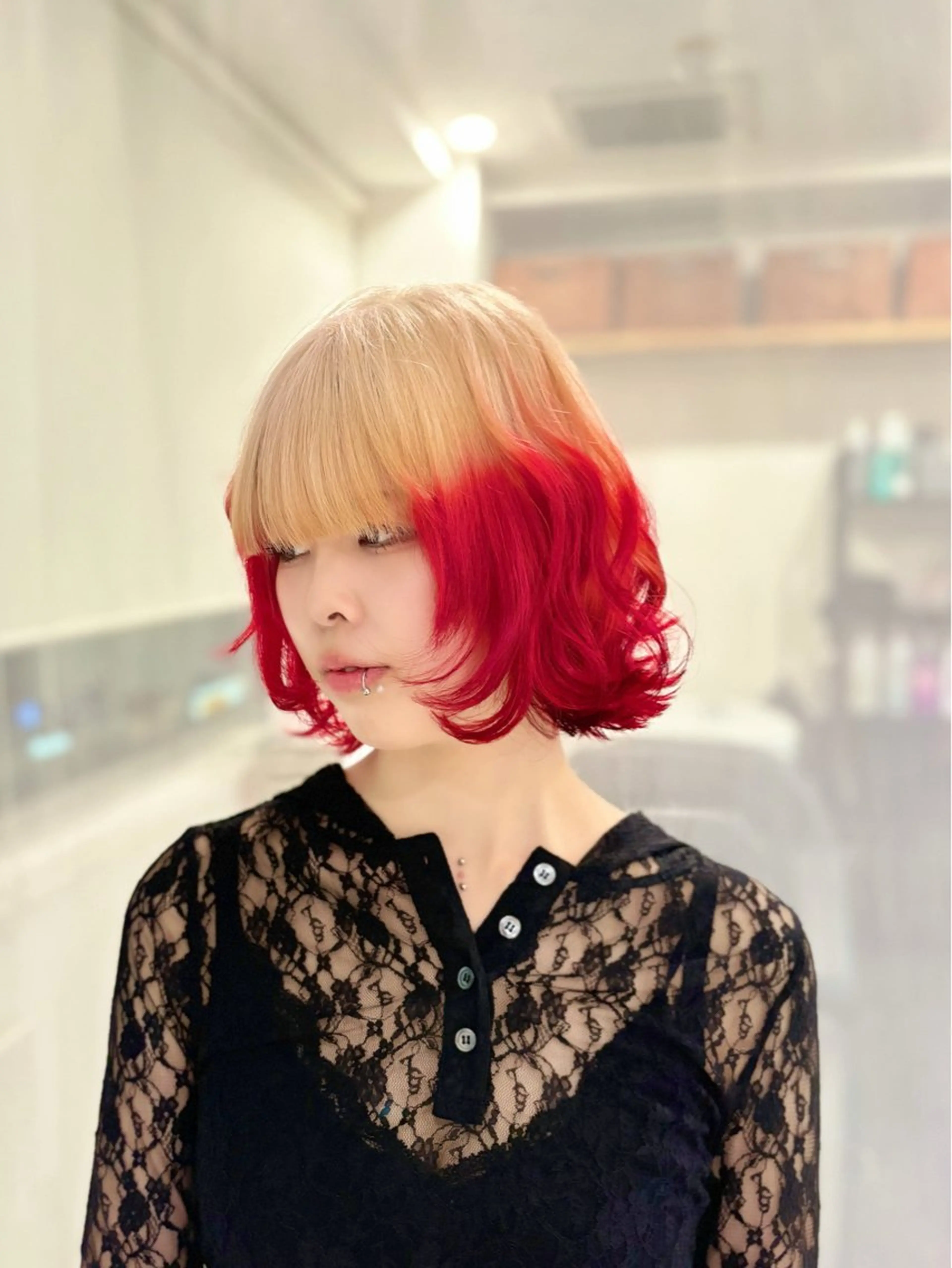 ミディアム カラー ヘアカラー トリートメント GaKu/ハイトーン /ブリーチ/レイヤーのヘアスタイル