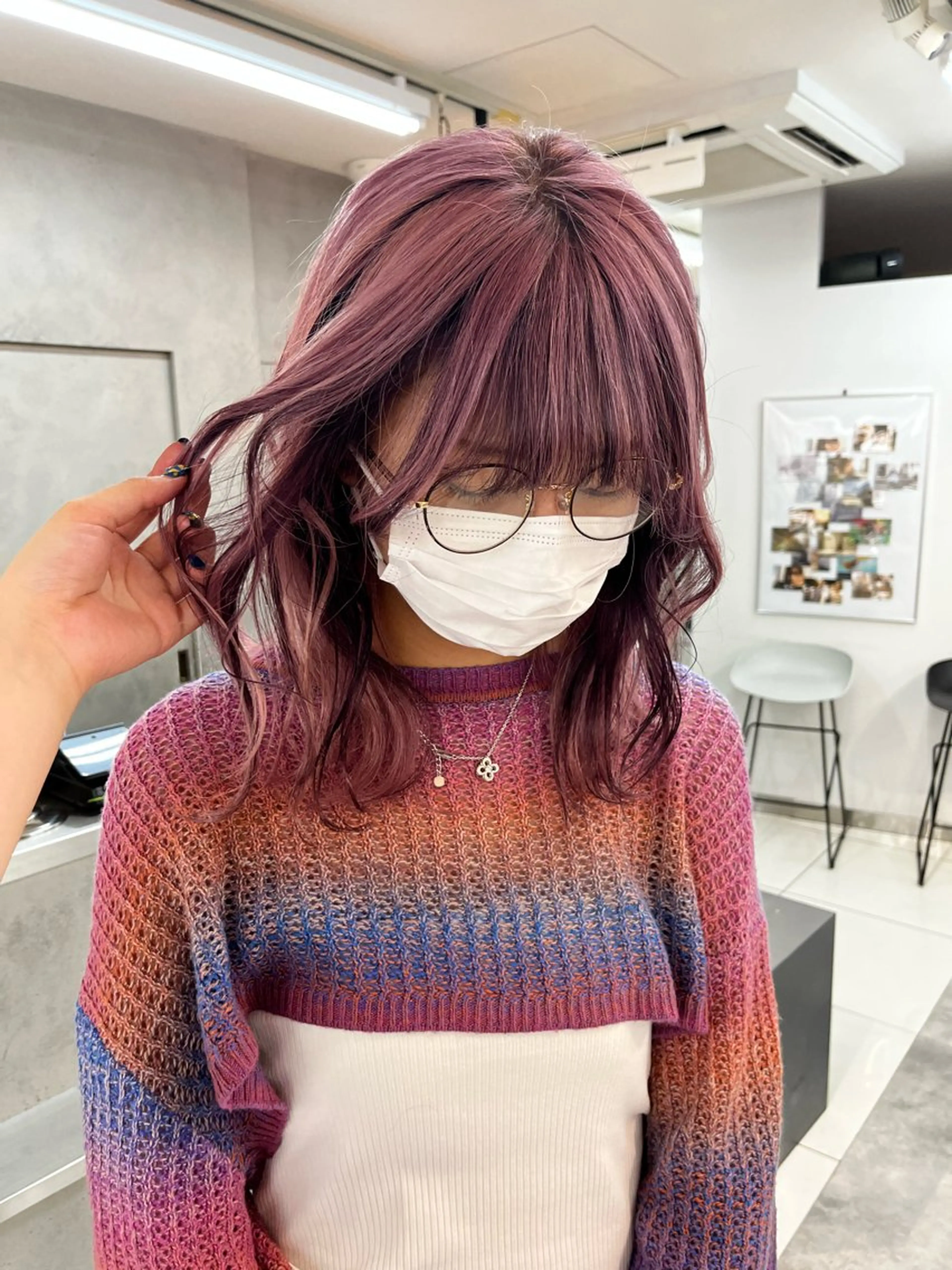 カラー ウルフ🦋顔まわり ❤︎ ͛MEIのヘアスタイル