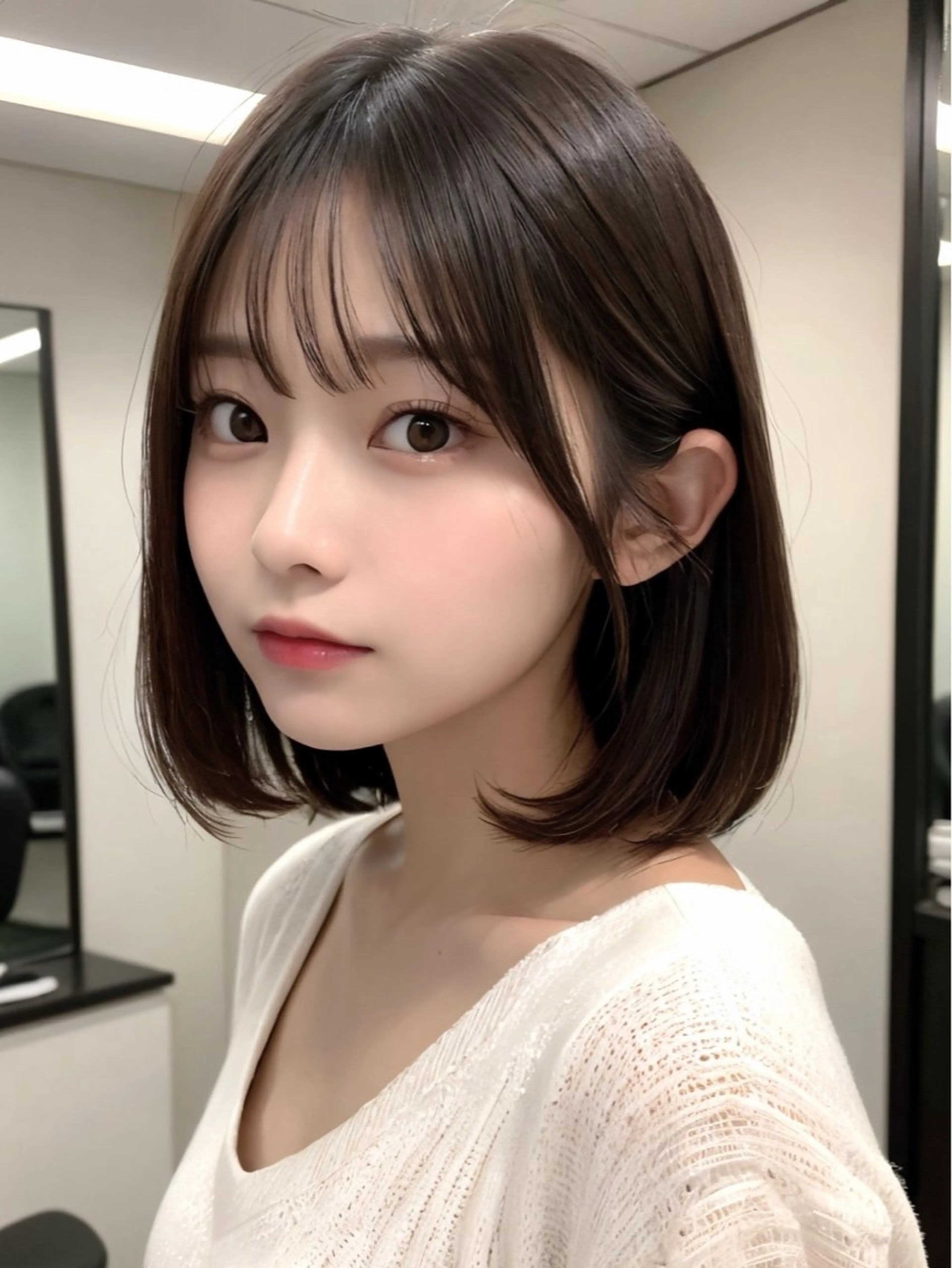 ミディアム カラー ベージュカラー ショコラベージュ ボブ Lehm所属・表参道/さあ や/大人ナチュラルのヘアスタイル