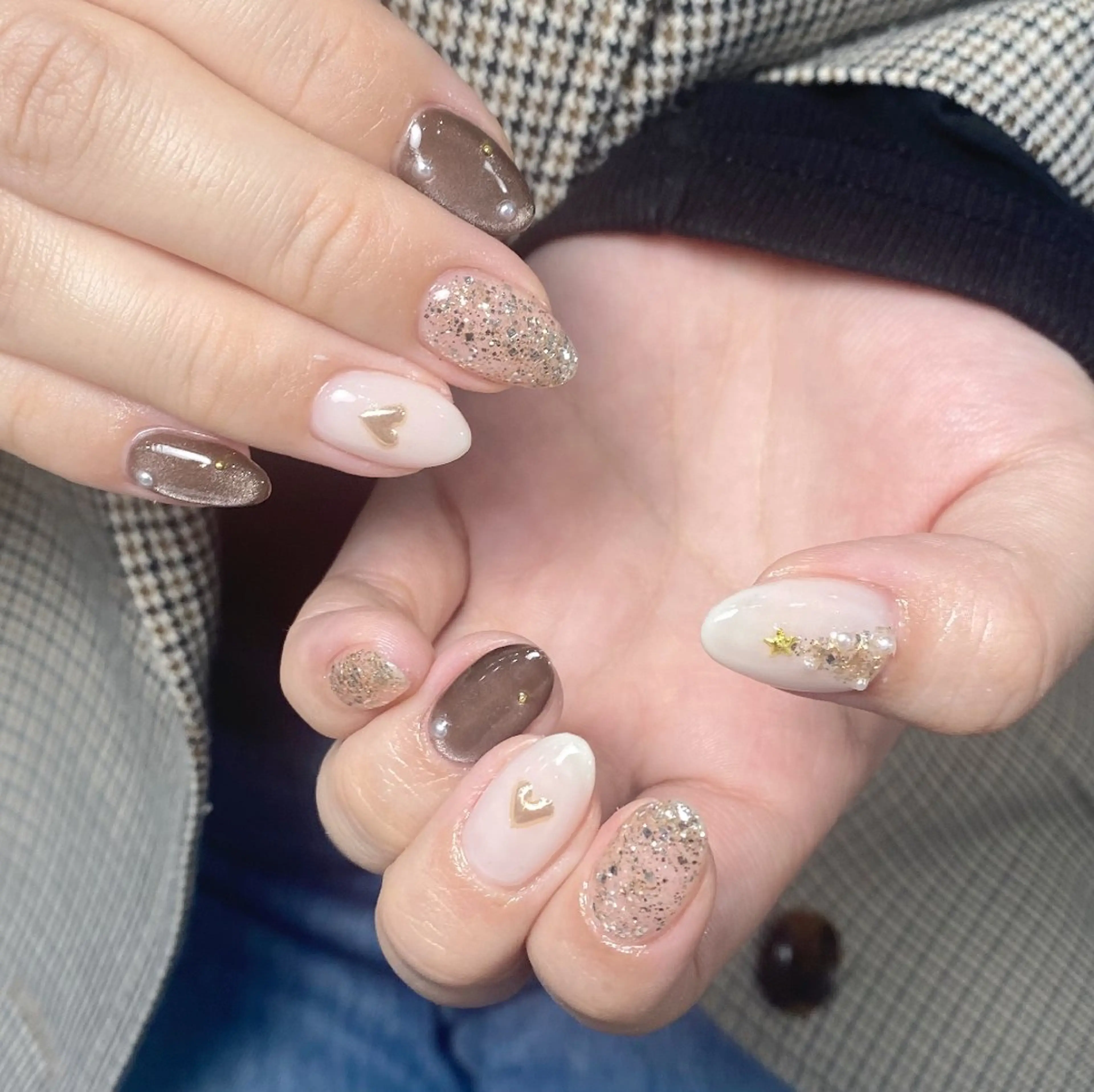 ネイル チークネイル 長さ出し フレンチネイル ジェルネイル ガラスフレンチ ハンドネイル UM Nail Salonのネイルデザイン