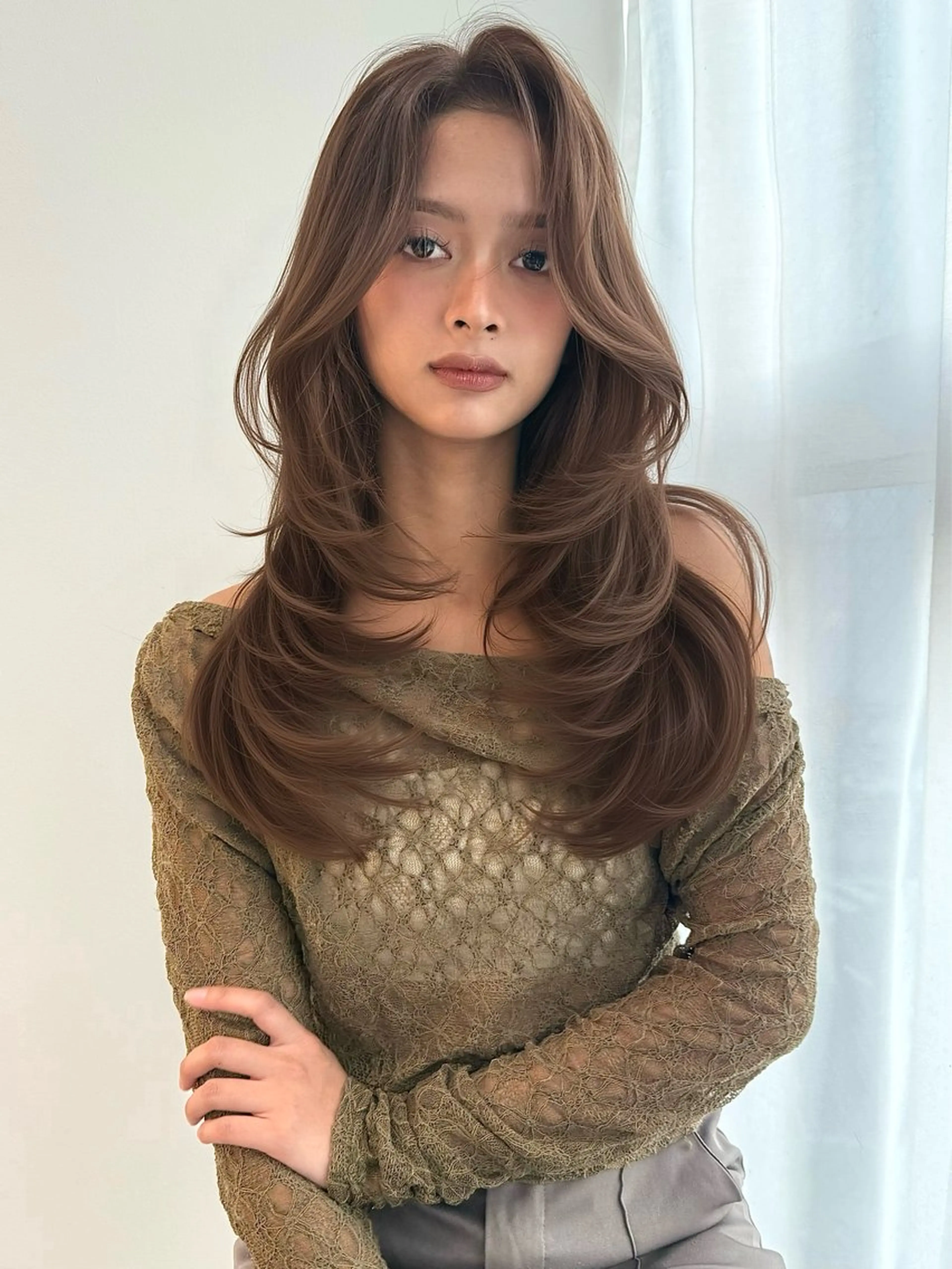 ロング レイヤーカット ヘアカラー ma naのヘアスタイル