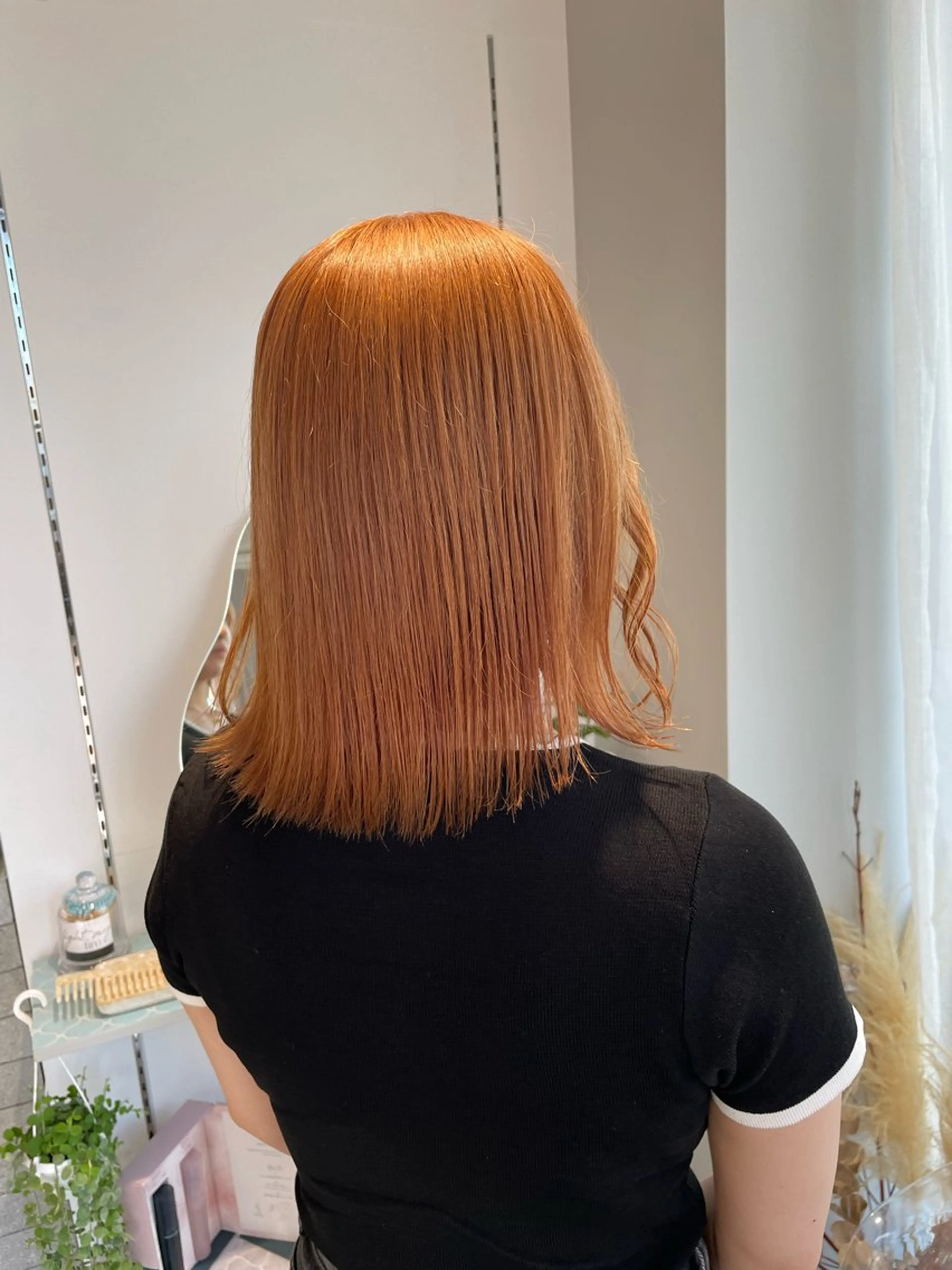 ミディアム カラー オレンジ カット ヘアカラー トリートメント 髪質改善×美髪矯正 艶髪カラー　阪口のヘアスタイル