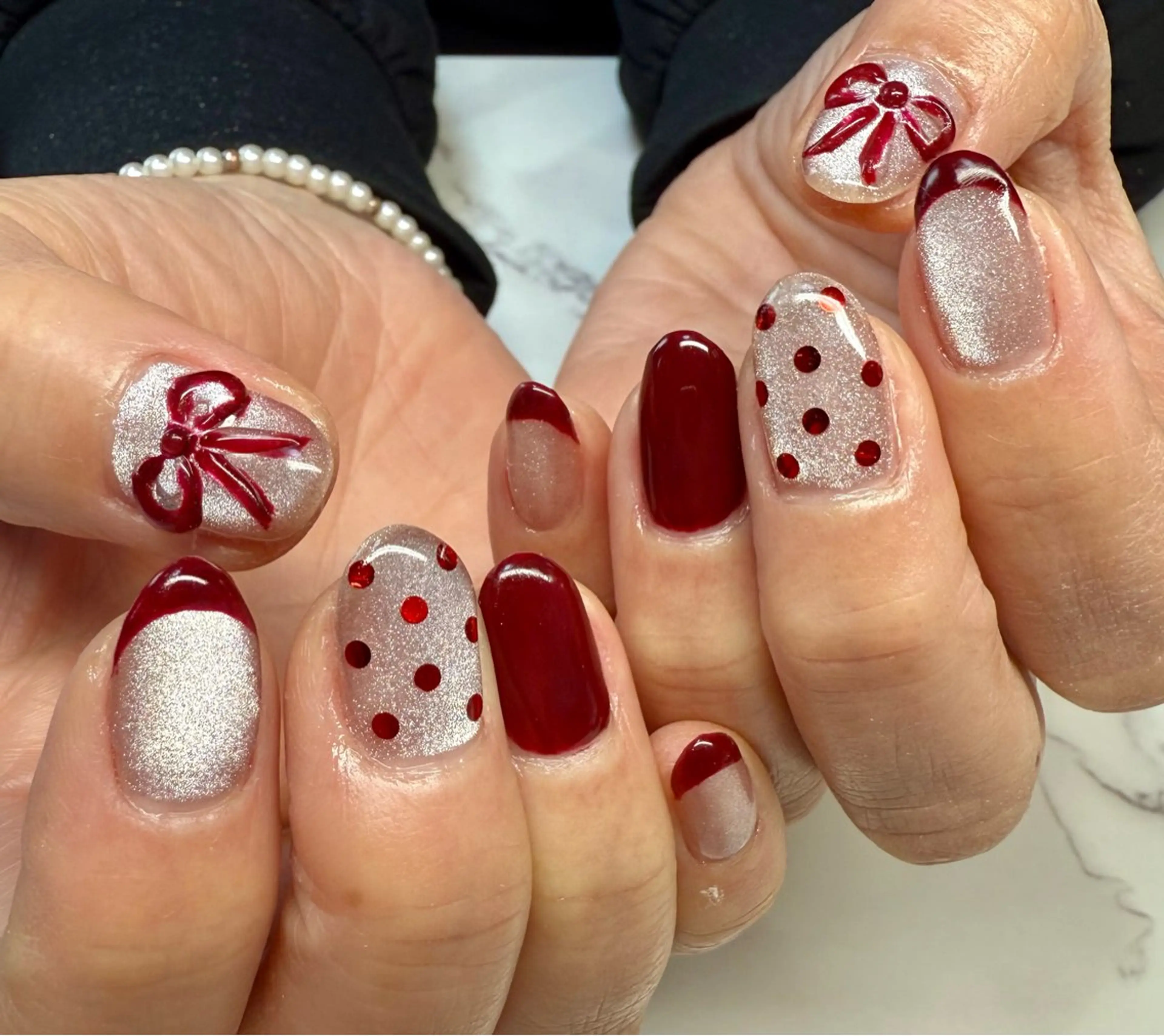 ネイル アートネイル チークネイル フレンチネイル キラキラネイル ラメ(グリッター) Mai’s nailのネイルデザイン