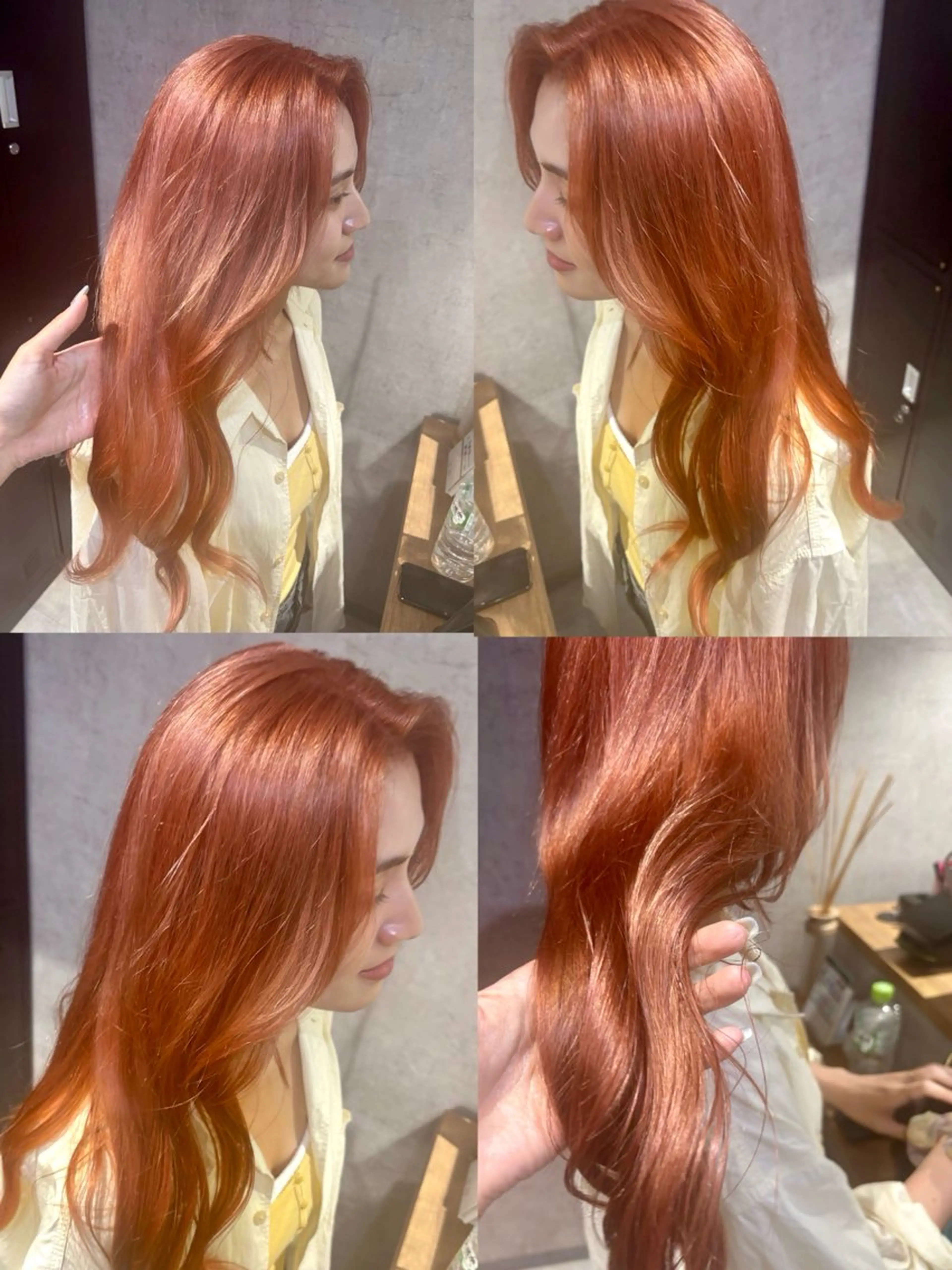 ロング カラー ブリーチ ダブルカラー オレンジ オレンジピンク ピンクカラー ヘアカラー 松井那津子 /ハイライトブリーチのヘアスタイル