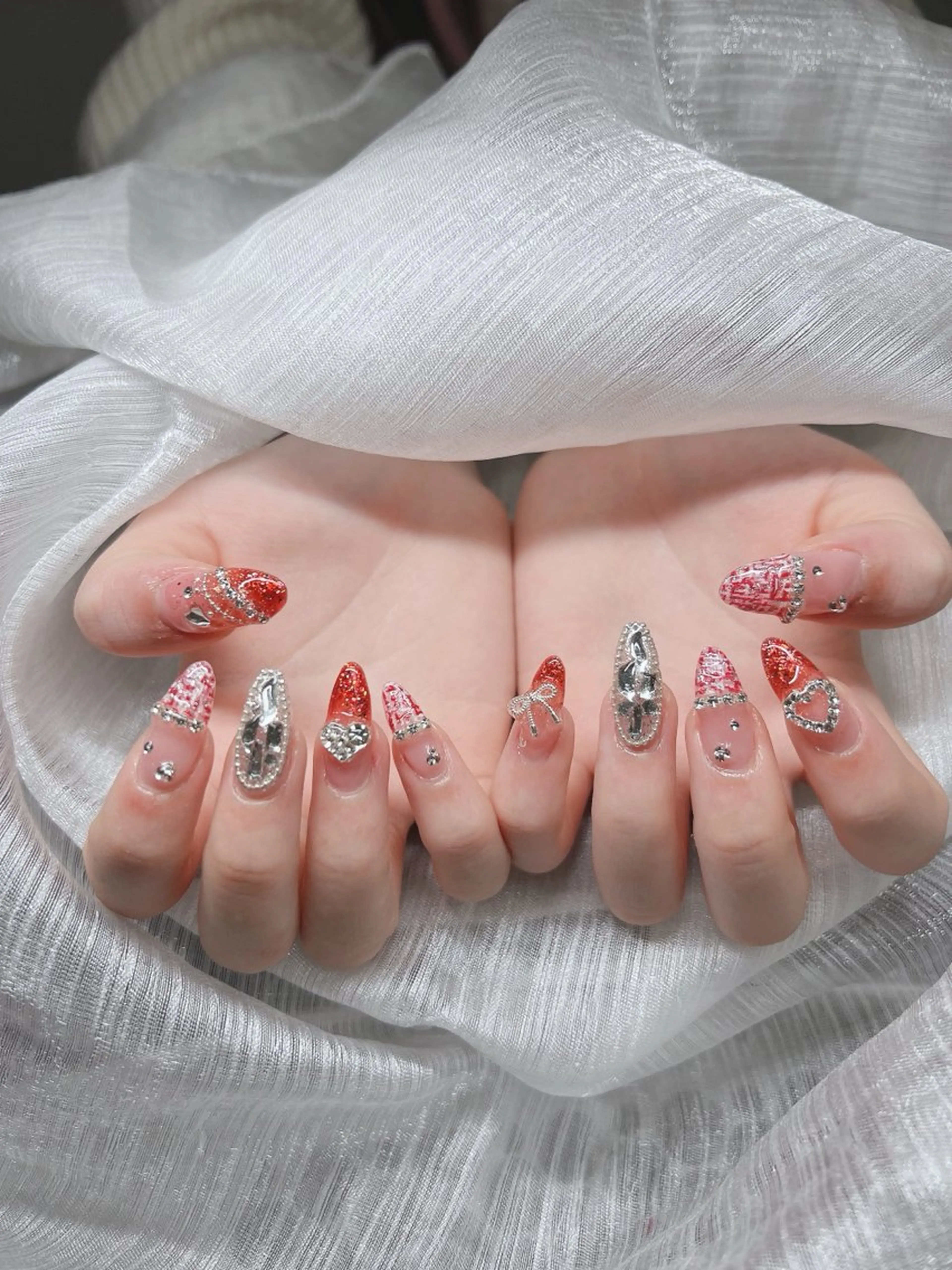 ネイル オーロラネイル チークネイル 長さ出し フットネイル フレンチネイル ハンドネイル Lee Nails チップ長さだし専門店のネイルデザイン