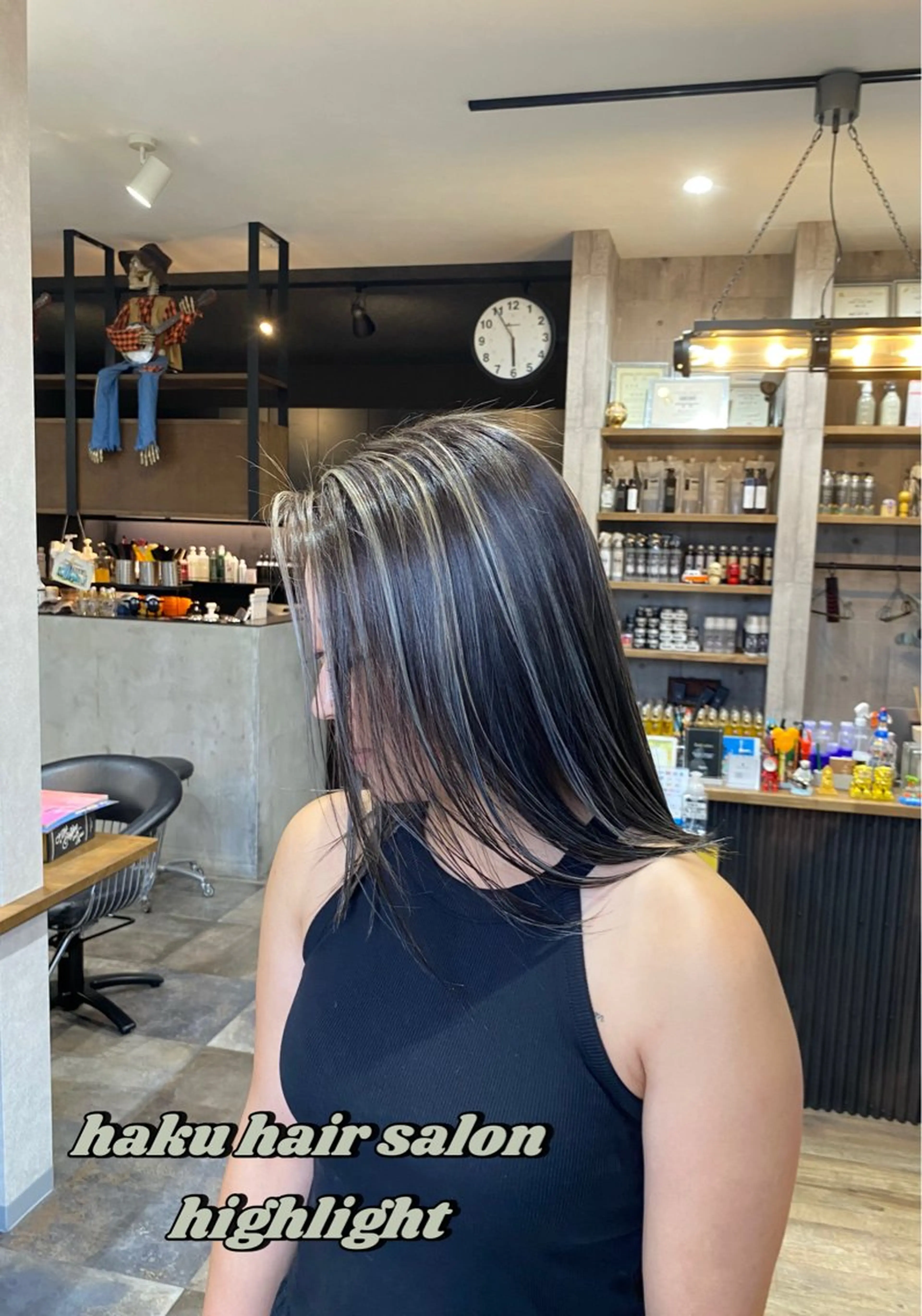 ミディアム ハイライト ヘアカラー haku hair salon所属・わたぬき りるのヘアスタイル